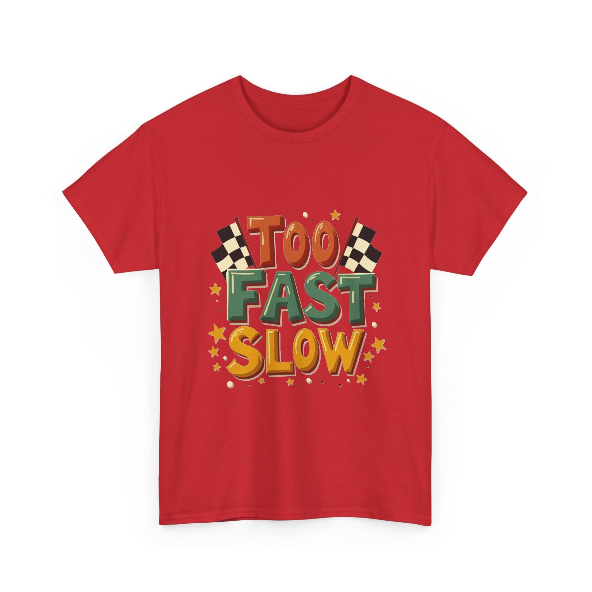 'Too Fast Slow' Retro Checkered Flag Racing Graphic T-Shirt