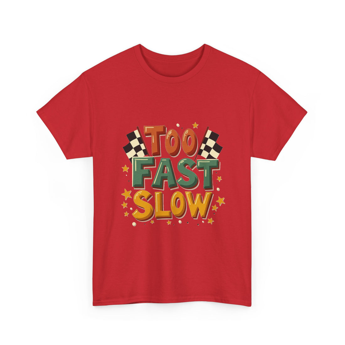 'Too Fast Slow' Retro Checkered Flag Racing Graphic T-Shirt