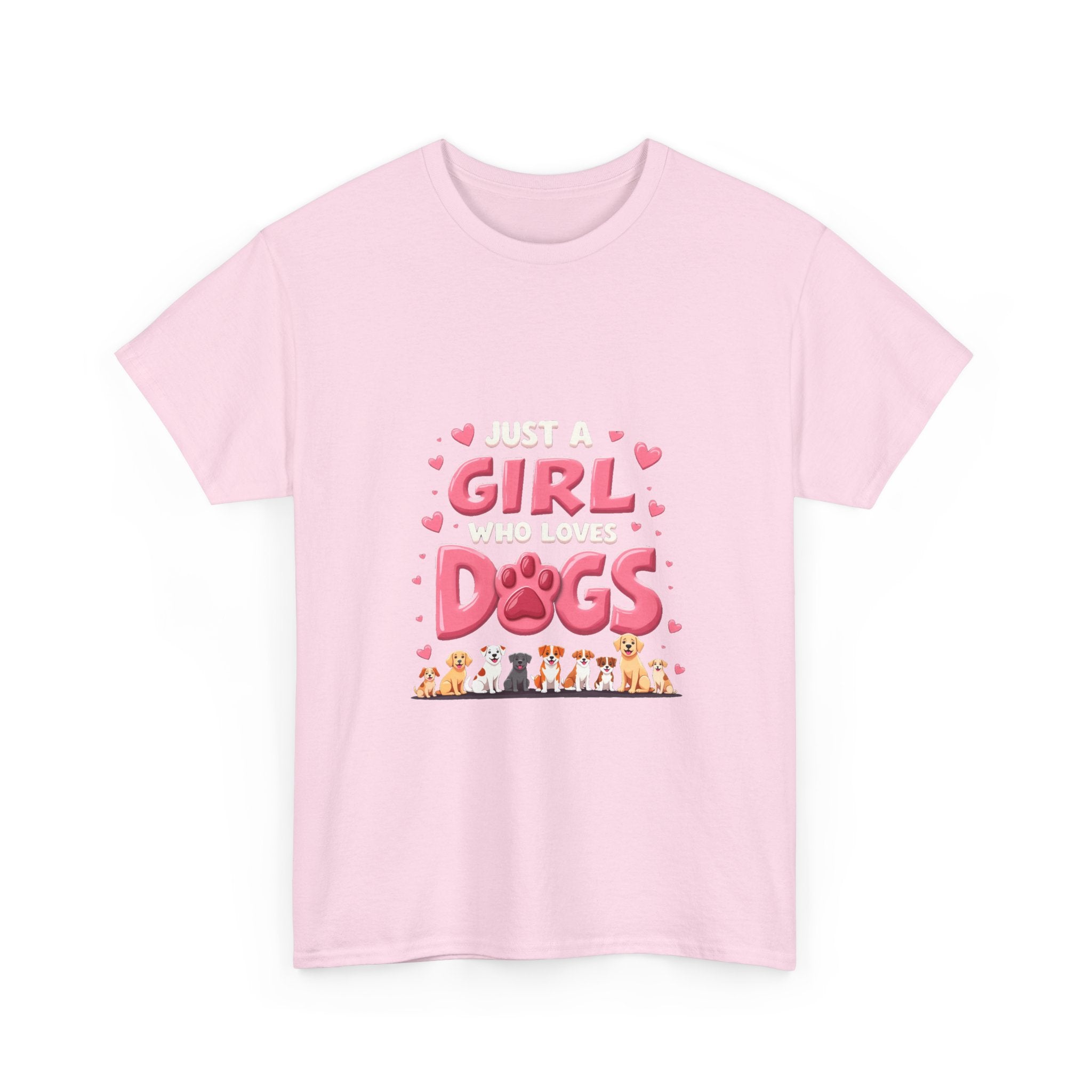 'Girl Who Loves Dogs' Cute Paw Design T-Shirt