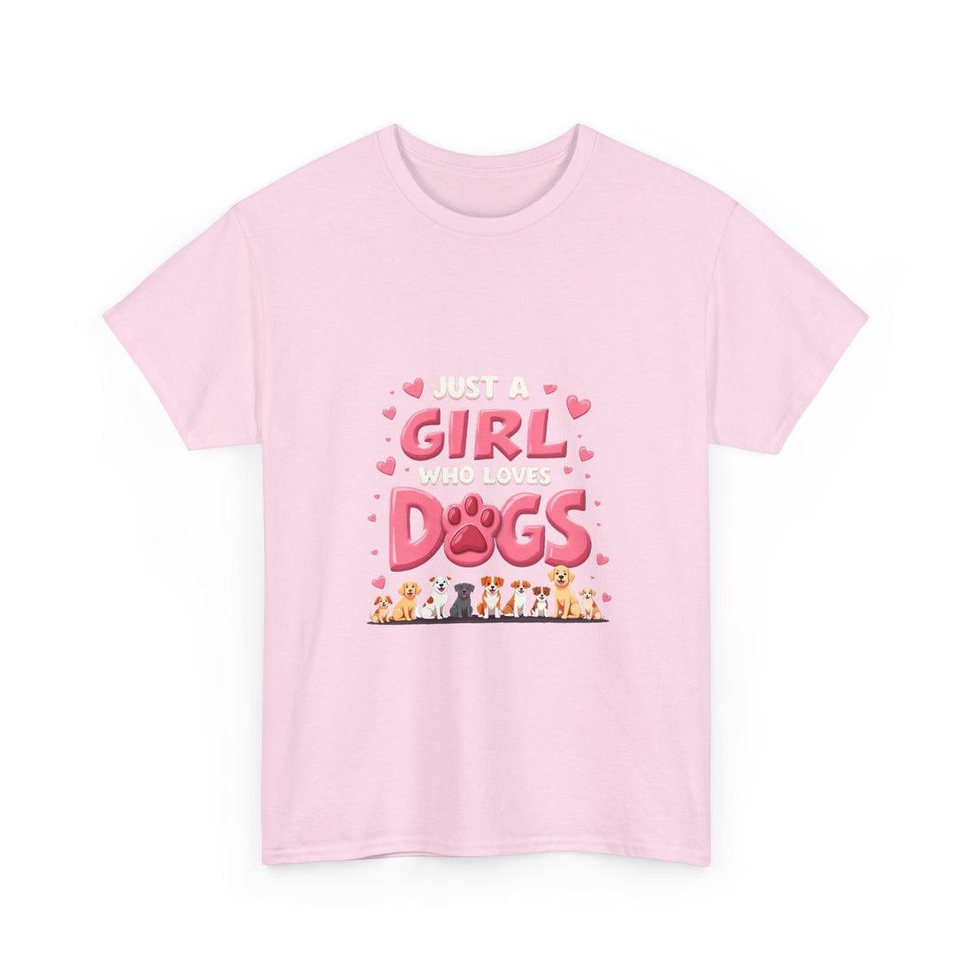 'Girl Who Loves Dogs' Cute Paw Design T-Shirt