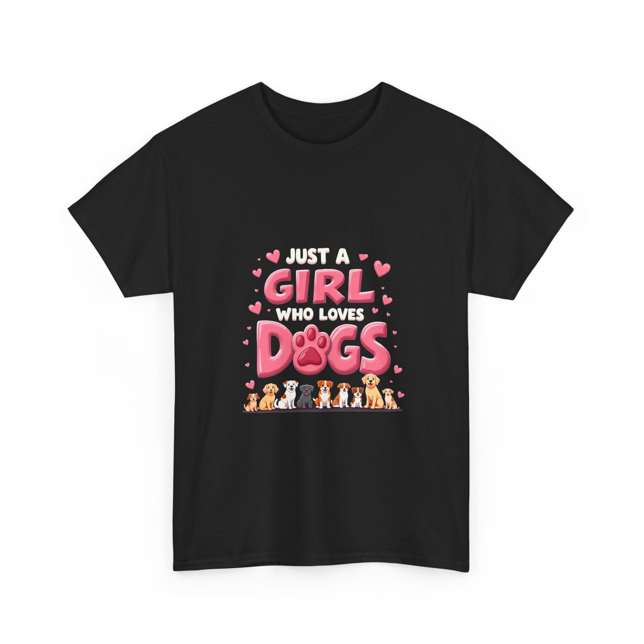 'Girl Who Loves Dogs' Cute Paw Design T-Shirt