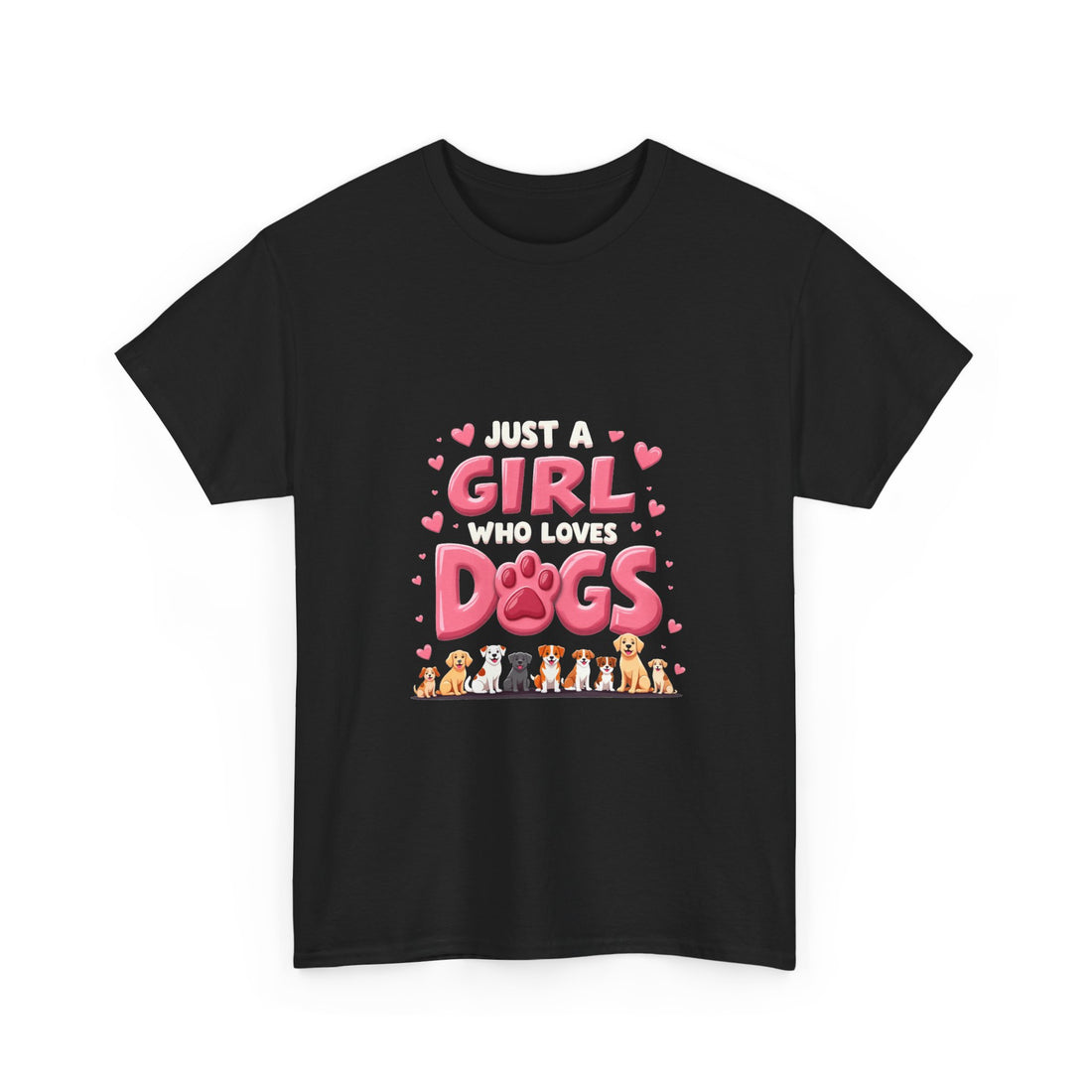 'Girl Who Loves Dogs' Cute Paw Design T-Shirt