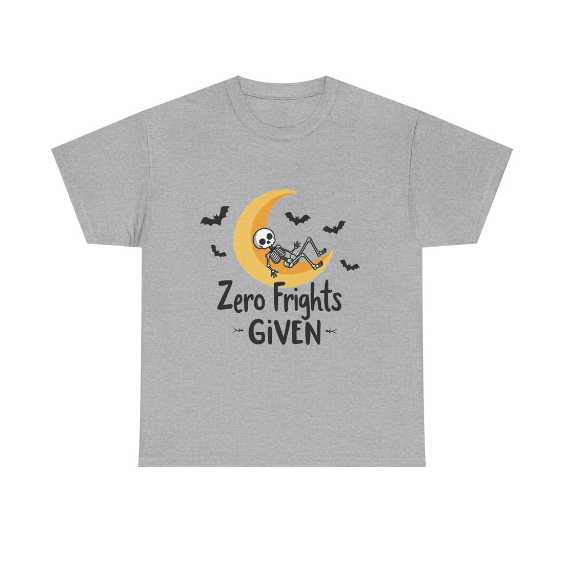 'Zero Frights Given' Cute Skeleton Moon Halloween T-shirt