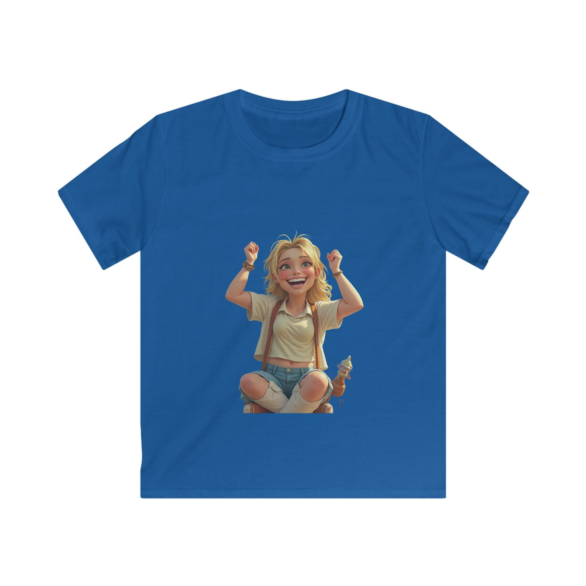 Smiling Girl Crown Illustration Cute Youth T‑Shirt