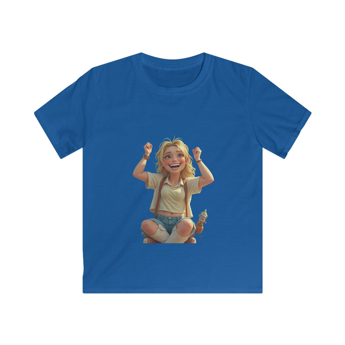 Smiling Girl Crown Illustration Cute Youth T‑Shirt