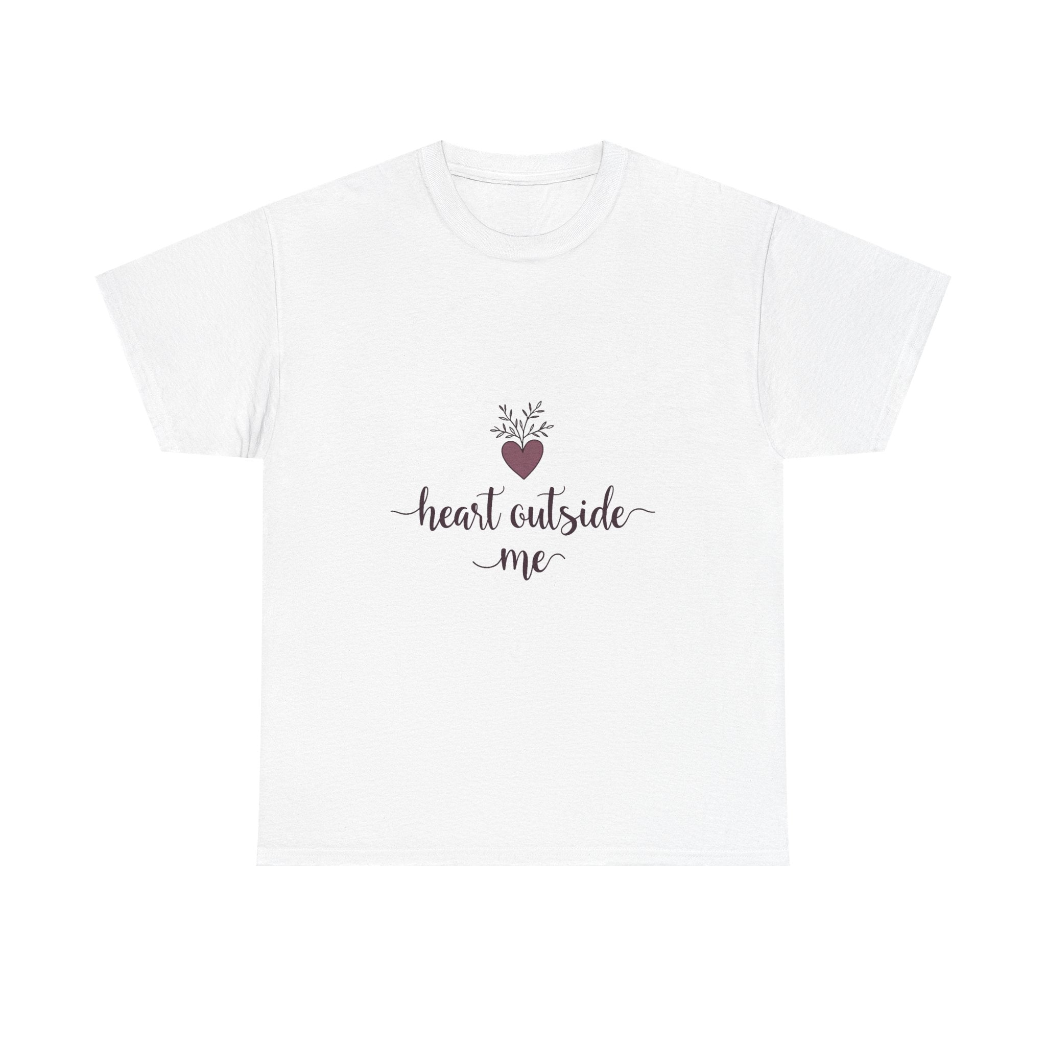 "Heart Outside Me" Floral Heart Script T-Shirt