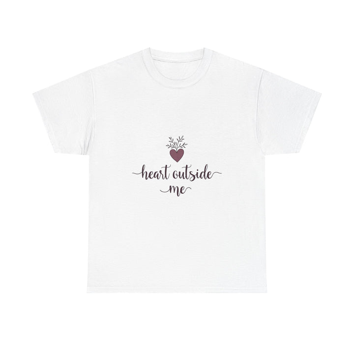 "Heart Outside Me" Floral Heart Script T-Shirt