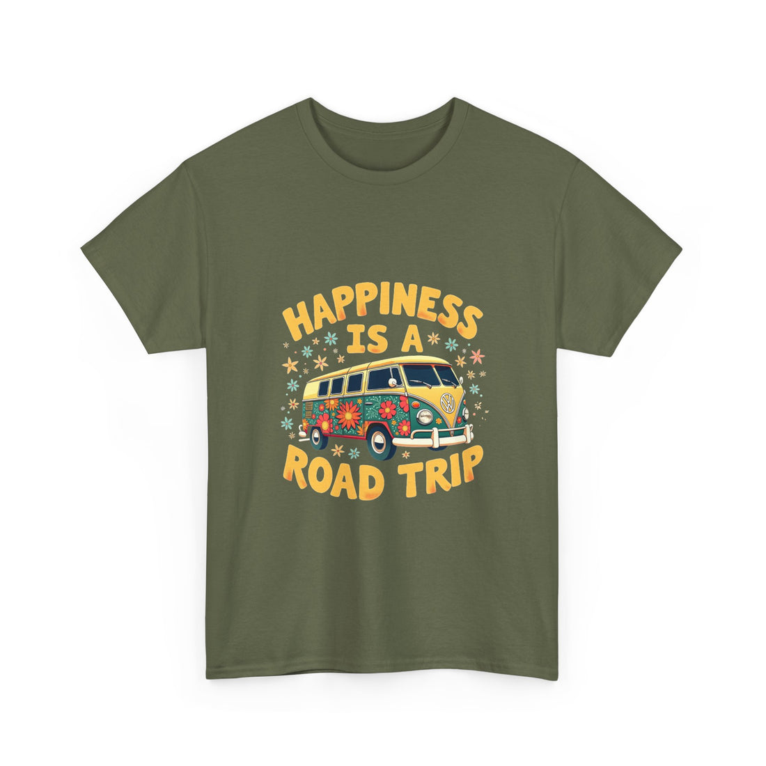 "Happiness Is A Road Trip" Retro VW Bus T-Shirt