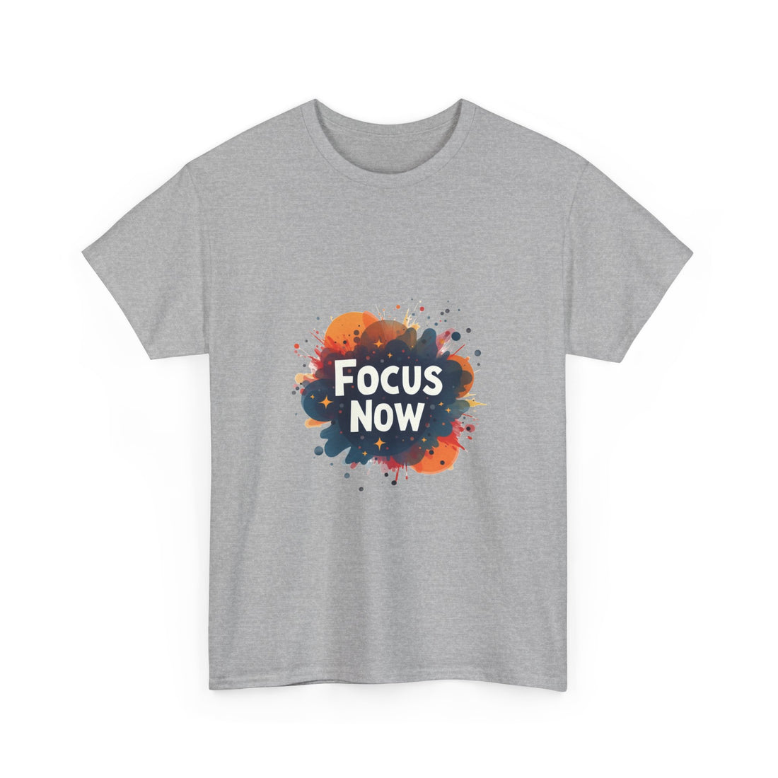 'Focus Now' Motivational Graphic T‑Shirt with Color Splash Design