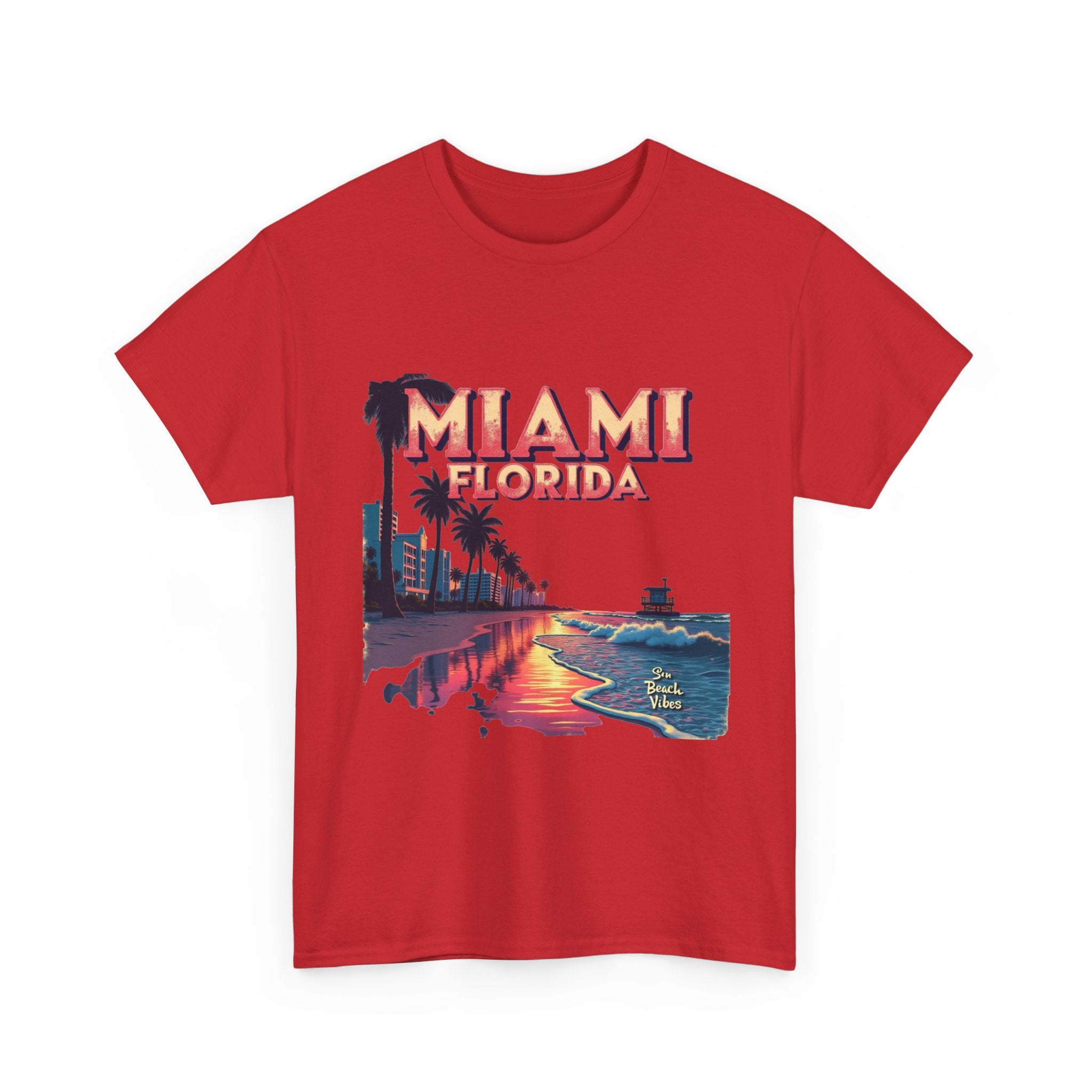 'Miami Florida' Sunset Retro Beachscape T-Shirt