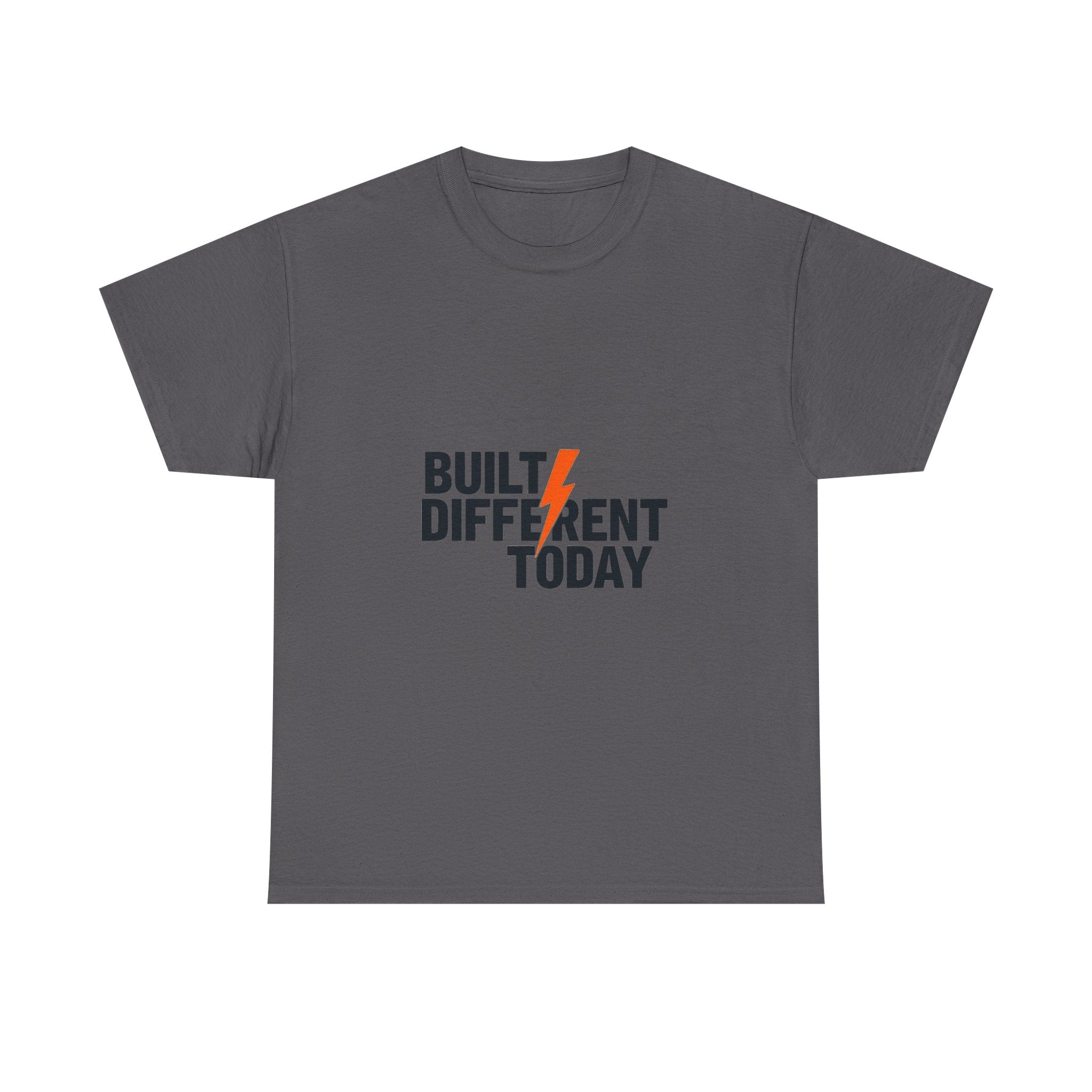 'Built Different Today' Motivational Graphic T‑Shirt with Lightning Bolt