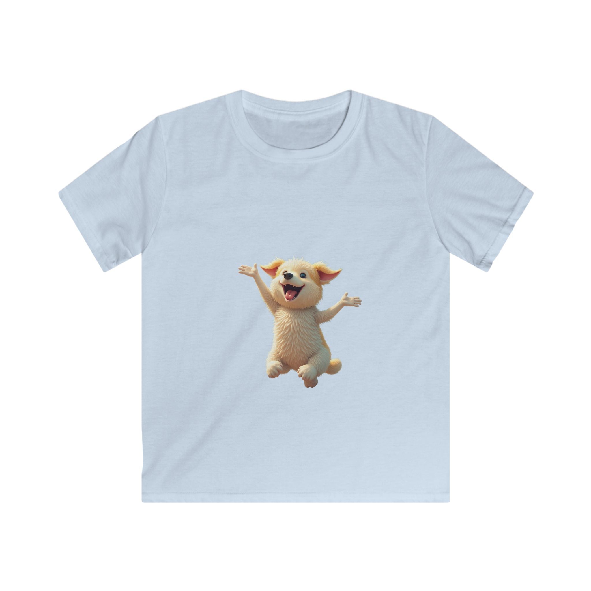 Happy Jumping Fluffy Creature Cute Cartoon T‑Shirt