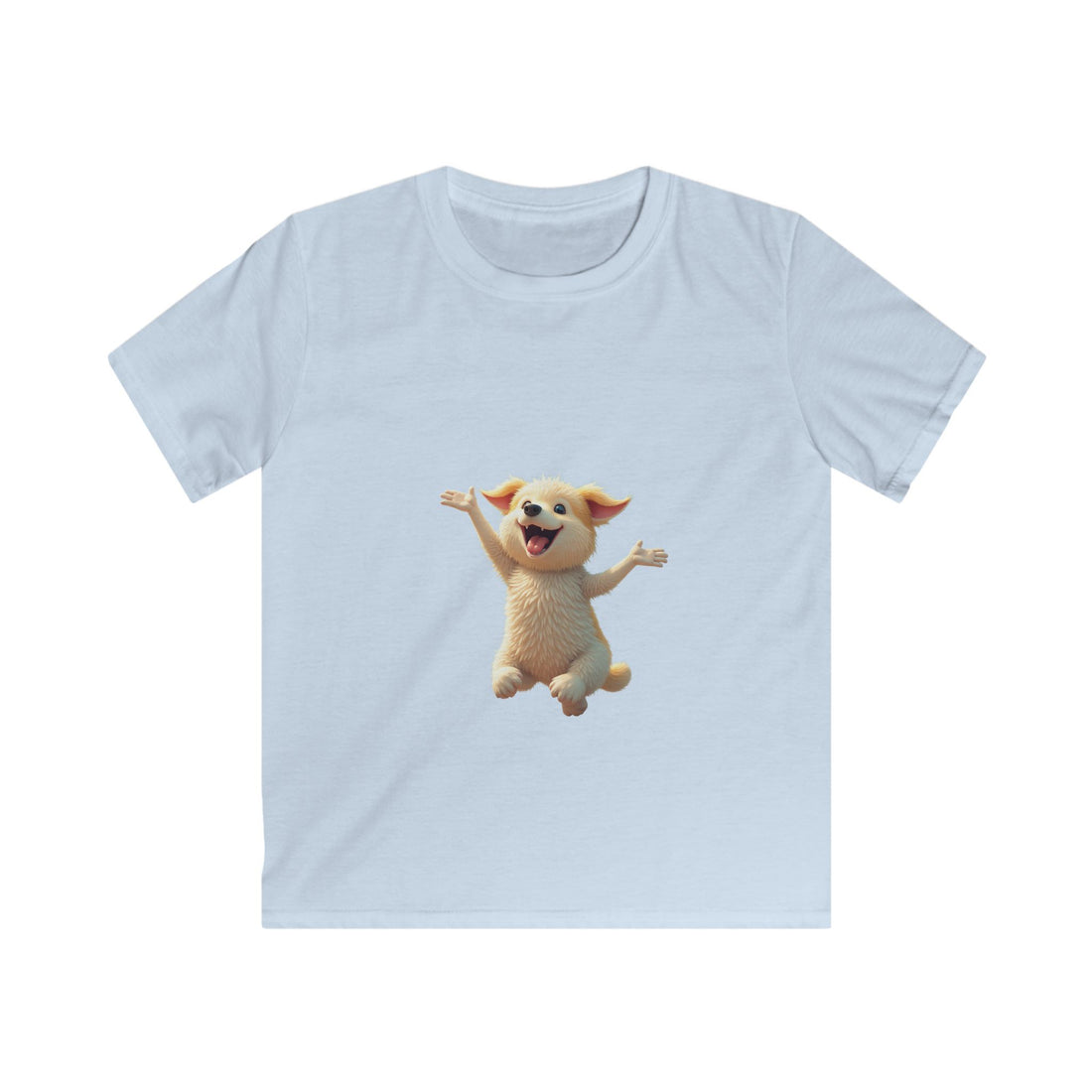 Happy Jumping Fluffy Creature Cute Cartoon T‑Shirt