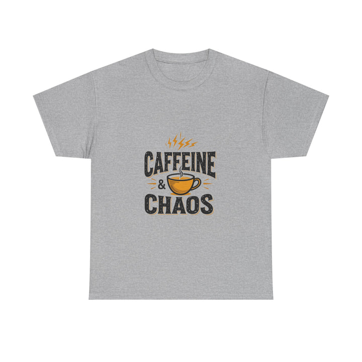 'Caffeine & Chaos' Funny Coffee Lover T-Shirt