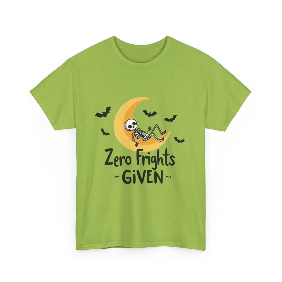 'Zero Frights Given' Cute Skeleton Moon Halloween T-shirt