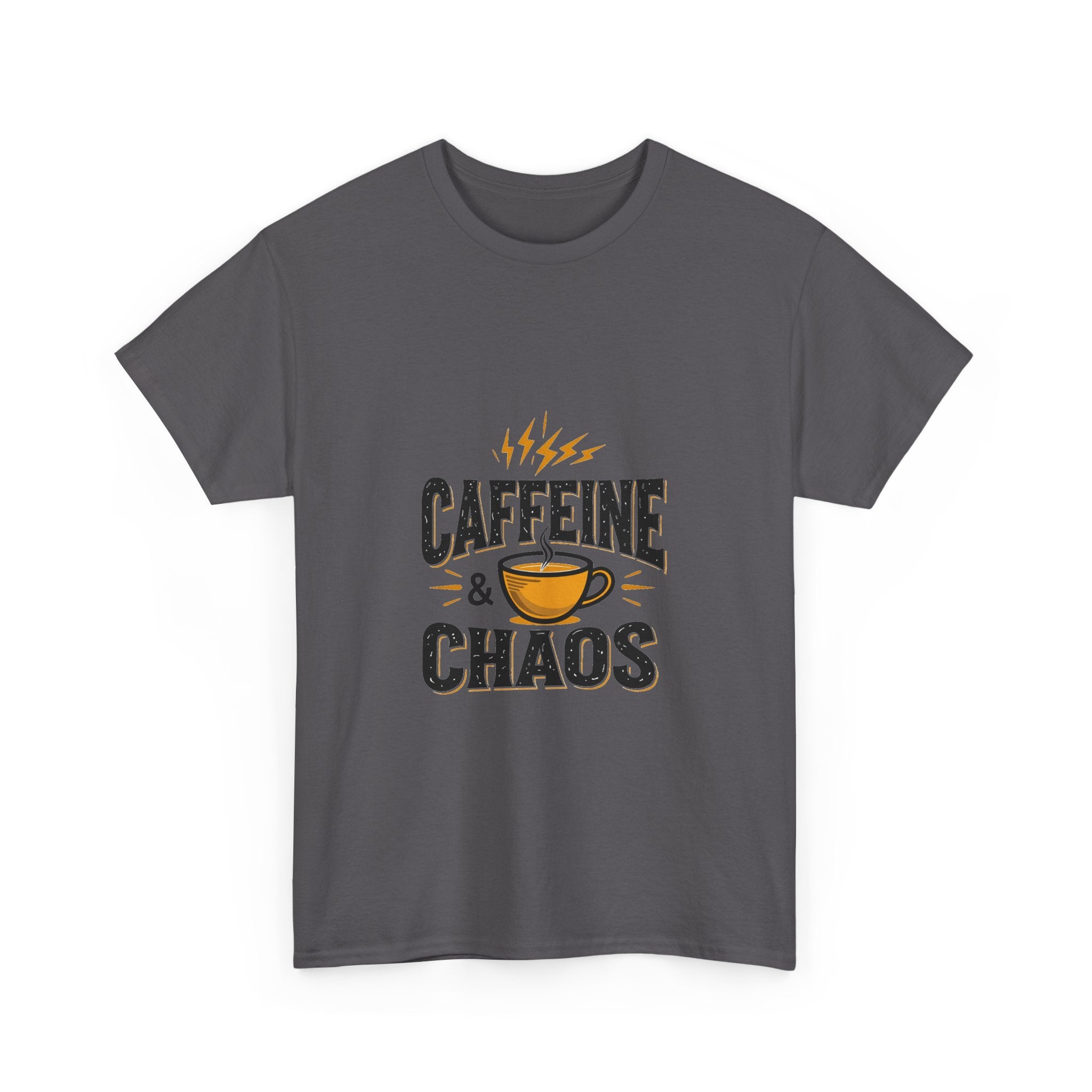 'Caffeine & Chaos' Funny Coffee Lover T-Shirt