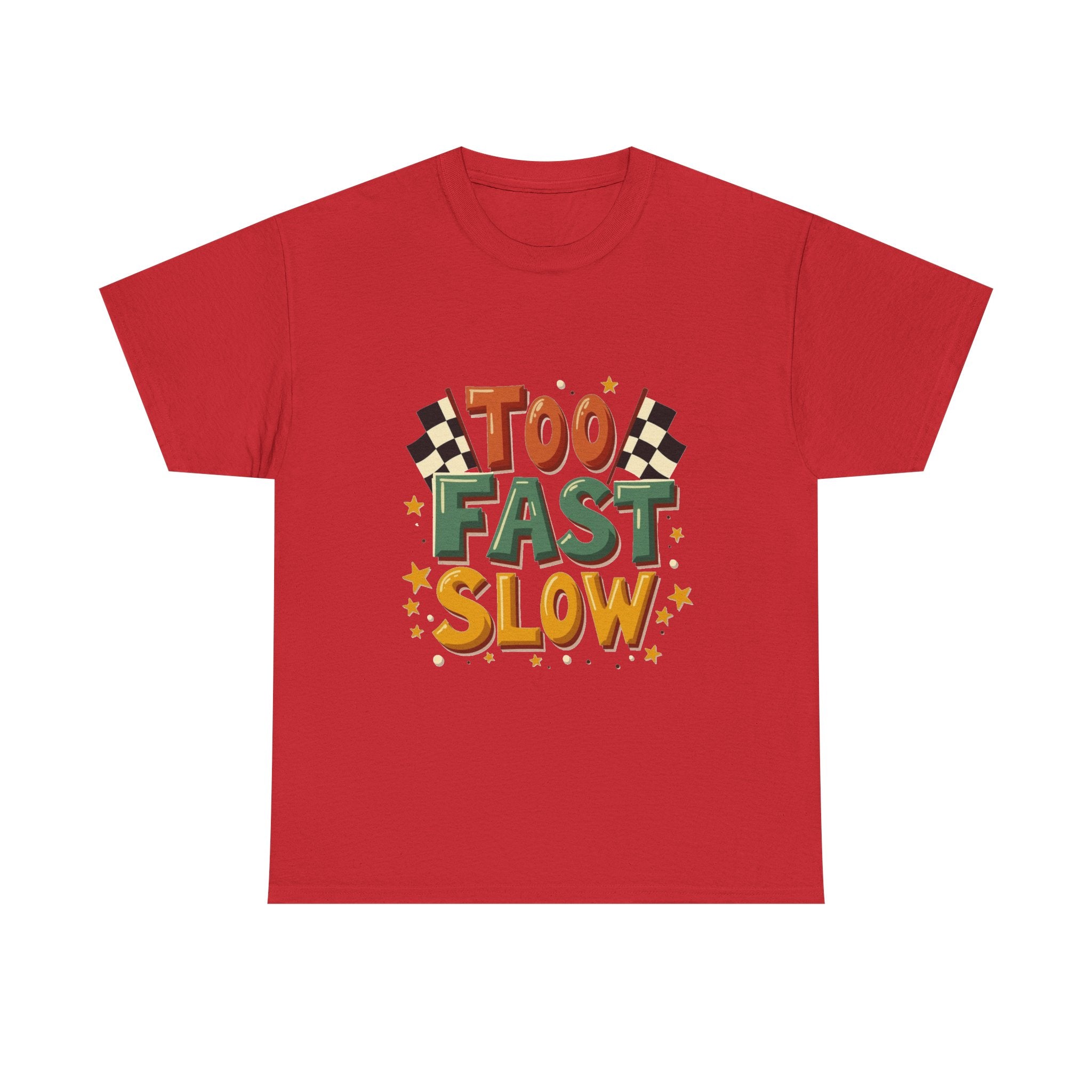 'Too Fast Slow' Retro Checkered Flag Racing Graphic T-Shirt