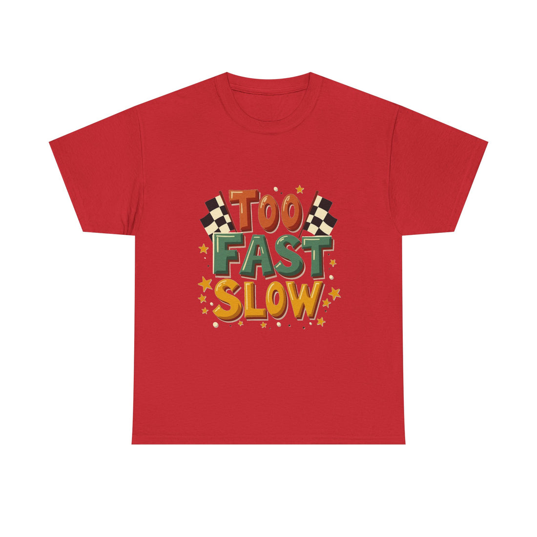 'Too Fast Slow' Retro Checkered Flag Racing Graphic T-Shirt