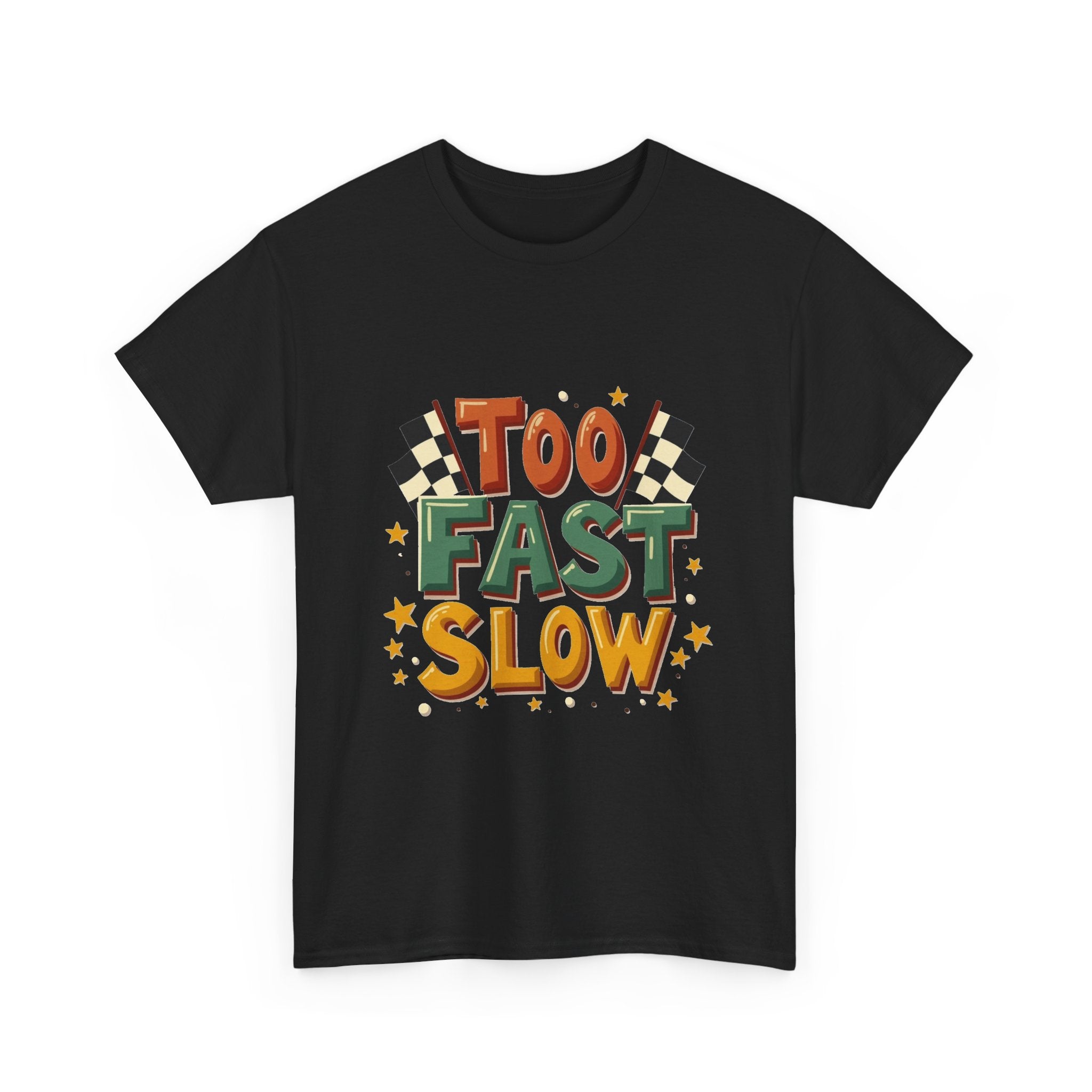 'Too Fast Slow' Retro Checkered Flag Racing Graphic T-Shirt
