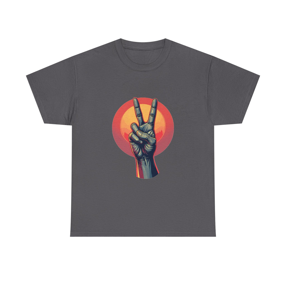 'Peace Sign' Graphic Retro Sunset Victory Hand T-Shirt