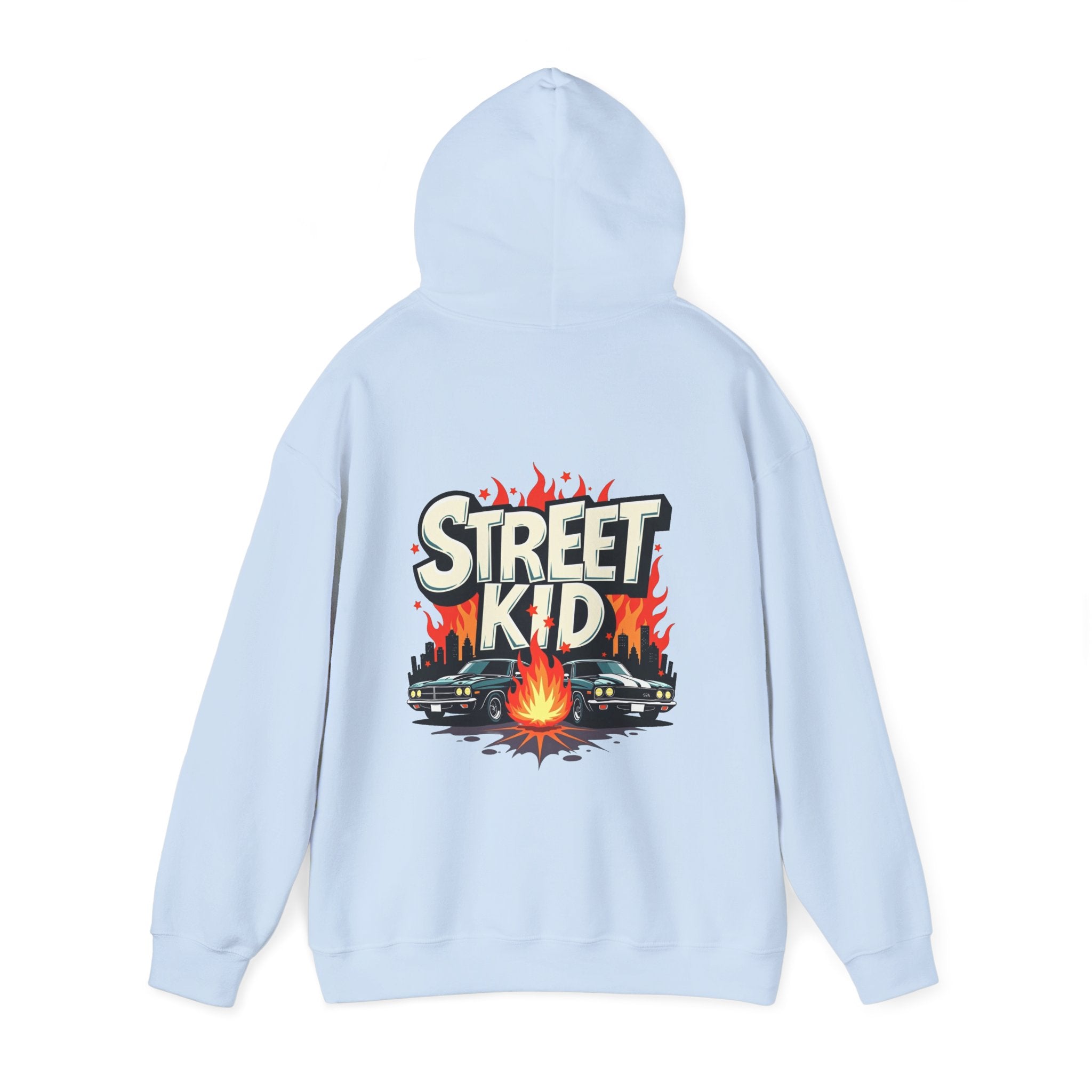 'Street Kid Hoodie' Retro Car & Flames Graphic Pullover