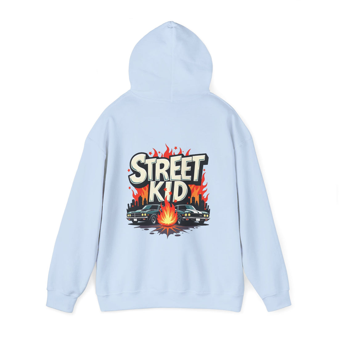 'Street Kid Hoodie' Retro Car & Flames Graphic Pullover