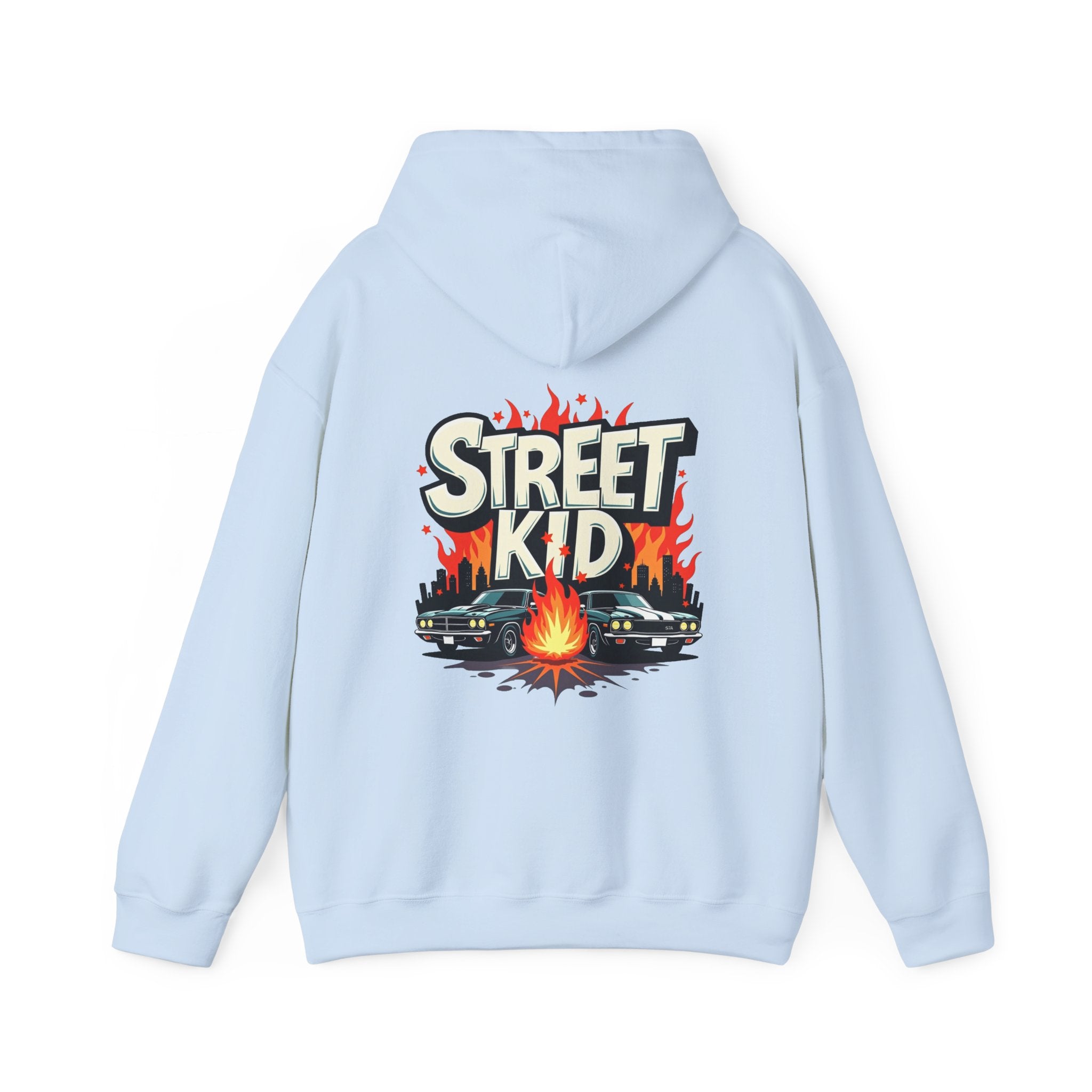 'Street Kid Hoodie' Retro Car & Flames Graphic Pullover