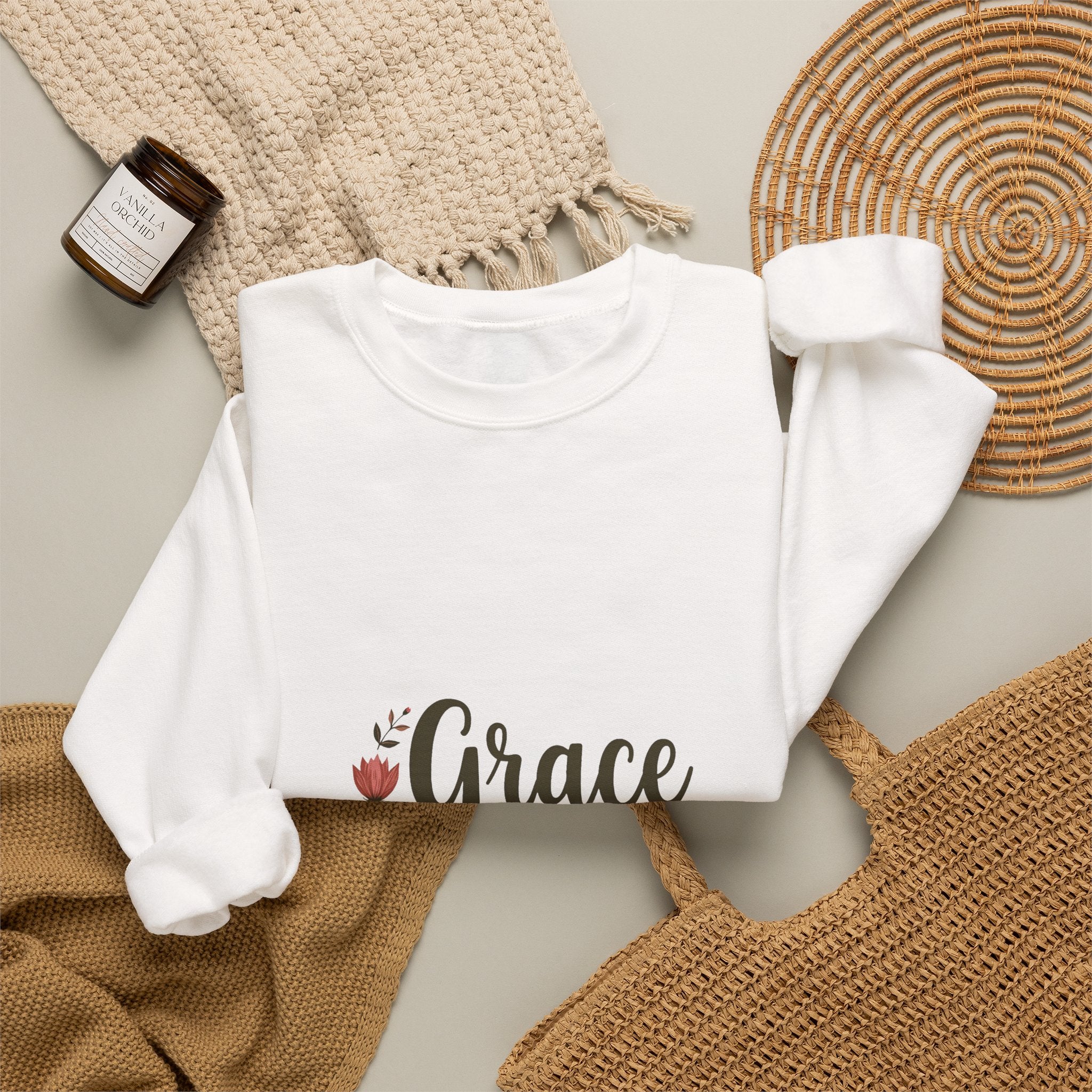 'Grace Upon Grace'  Floral Faith Crewneck Sweatshirt