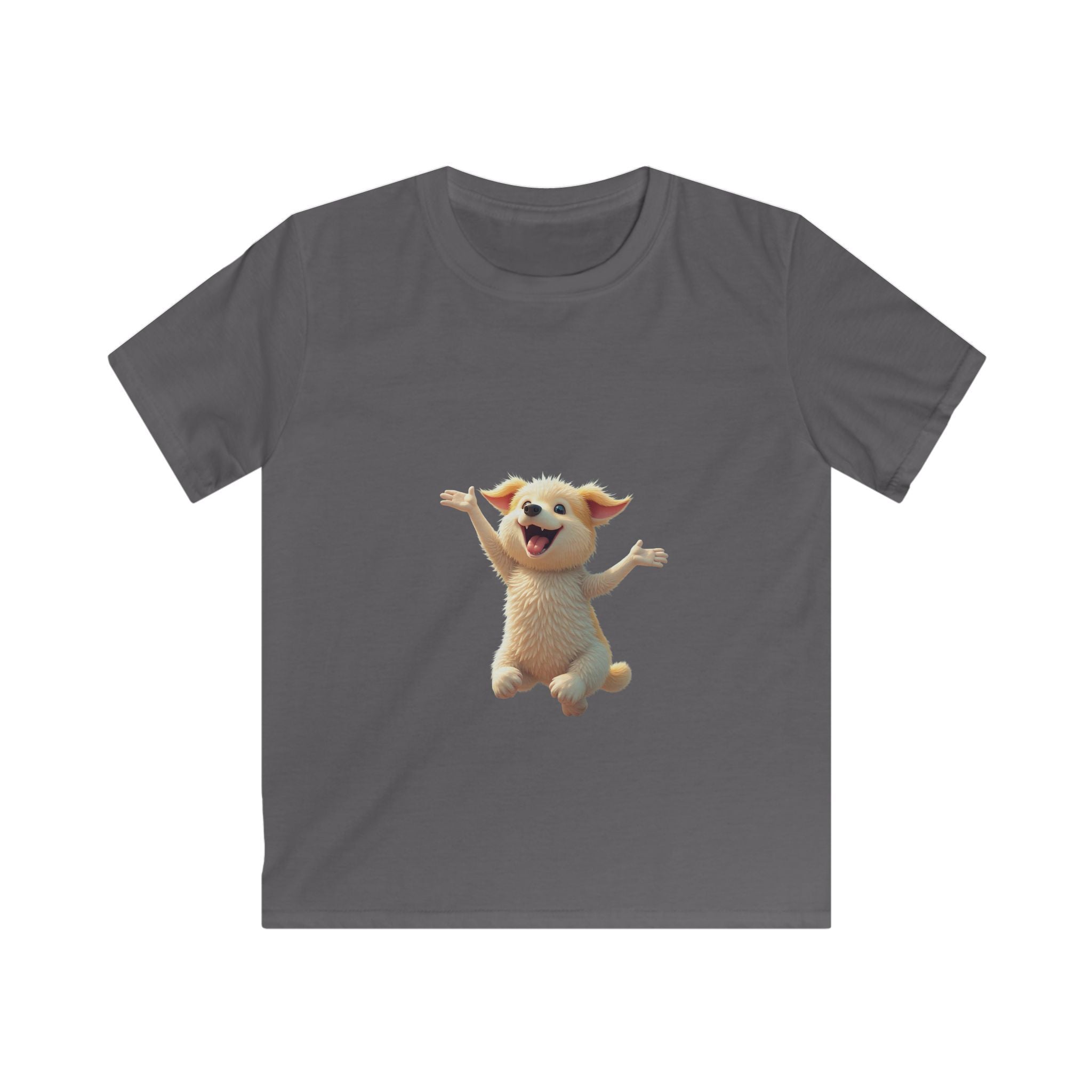Happy Jumping Fluffy Creature Cute Cartoon T‑Shirt