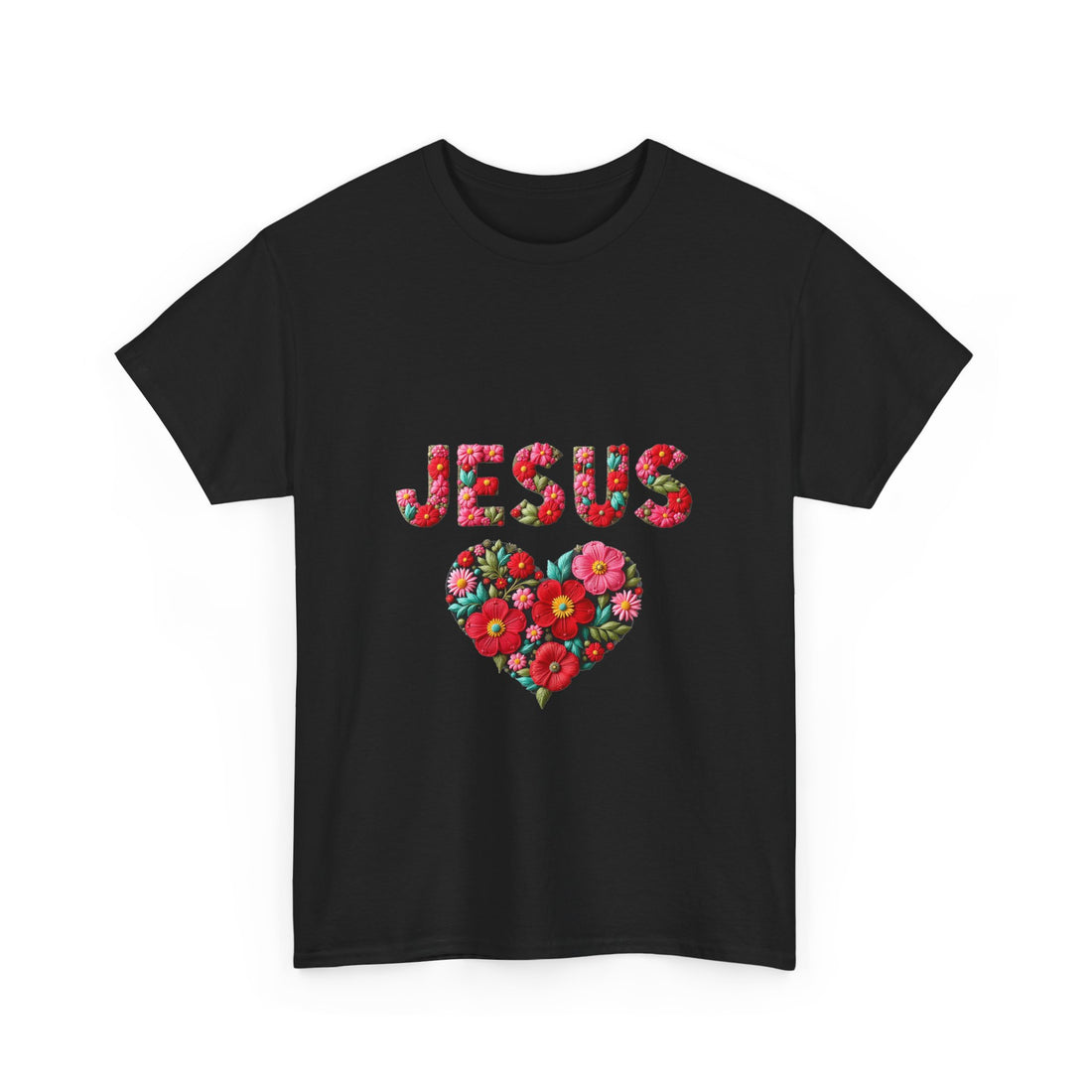 'Jesus' Floral Heart T-Shirt