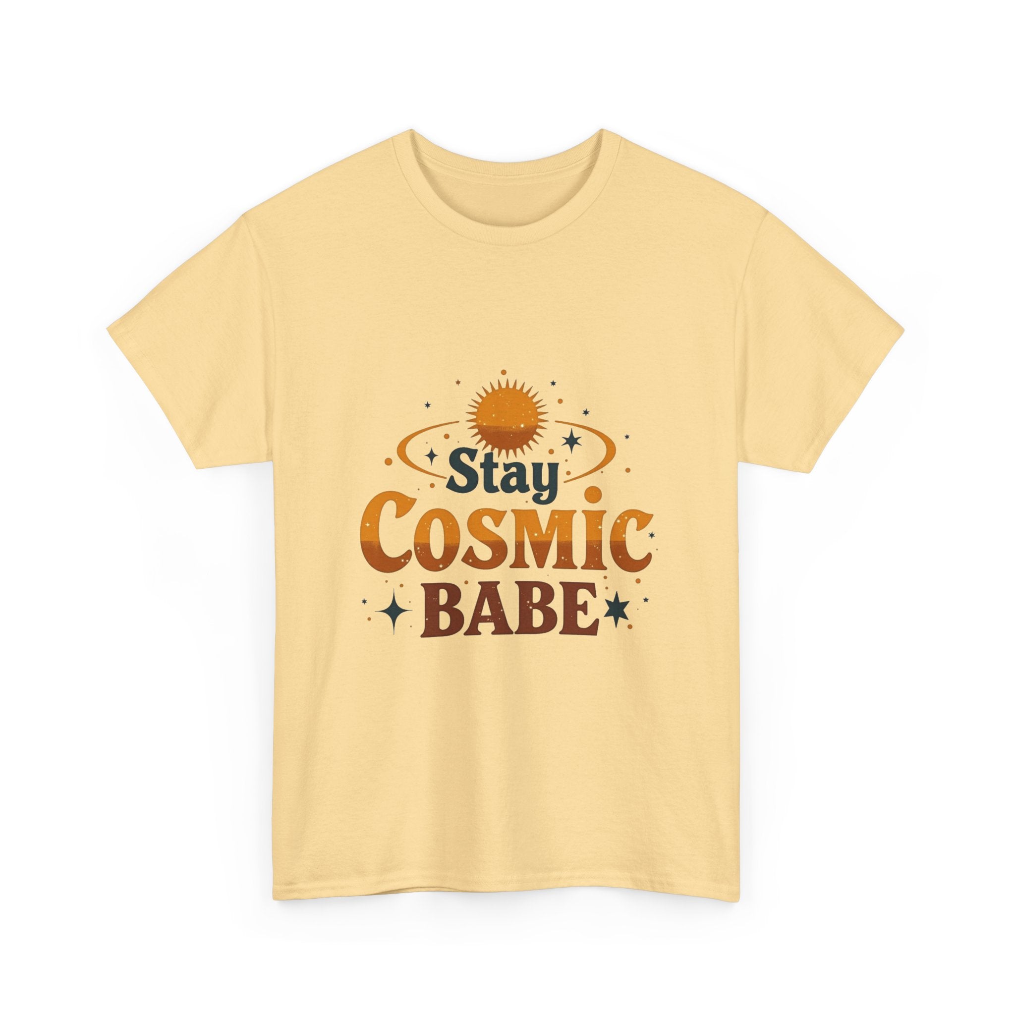 'Stay Cosmic Babe' Retro Sun & Stars Graphic T-Shirt