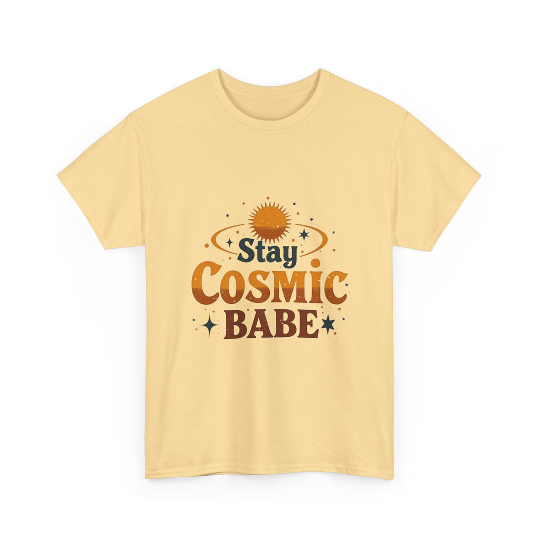 'Stay Cosmic Babe' Retro Sun & Stars Graphic T-Shirt