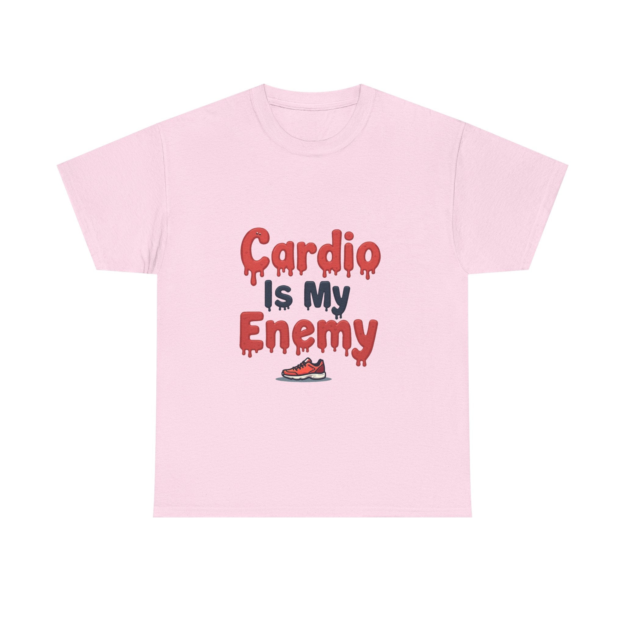 'Cardio Is My Enemy' Funny Gym Workout T-Shirt for Fitness Haters