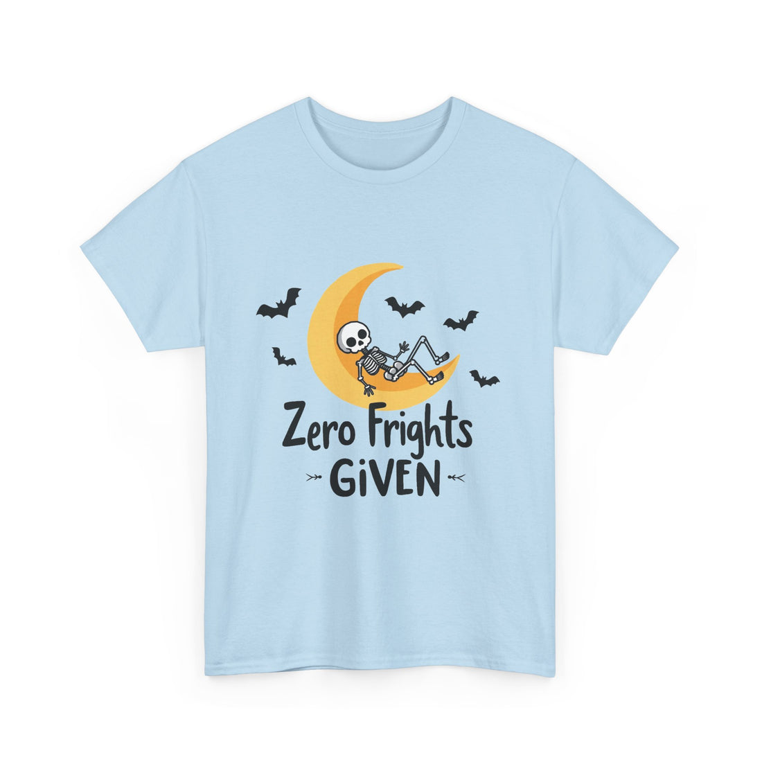 'Zero Frights Given' Cute Skeleton Moon Halloween T-shirt