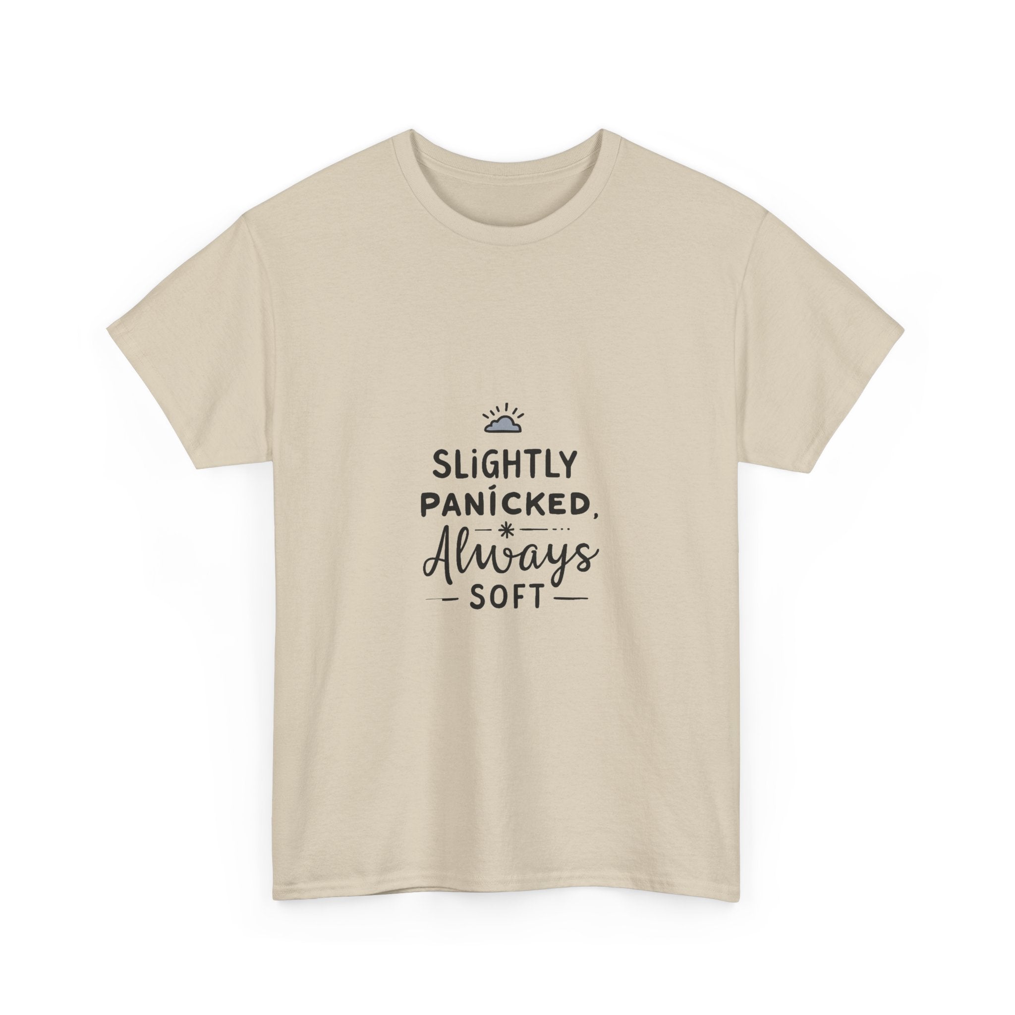 “Slightly Panicked, Always Soft” Minimalist Graphic T-Shirt