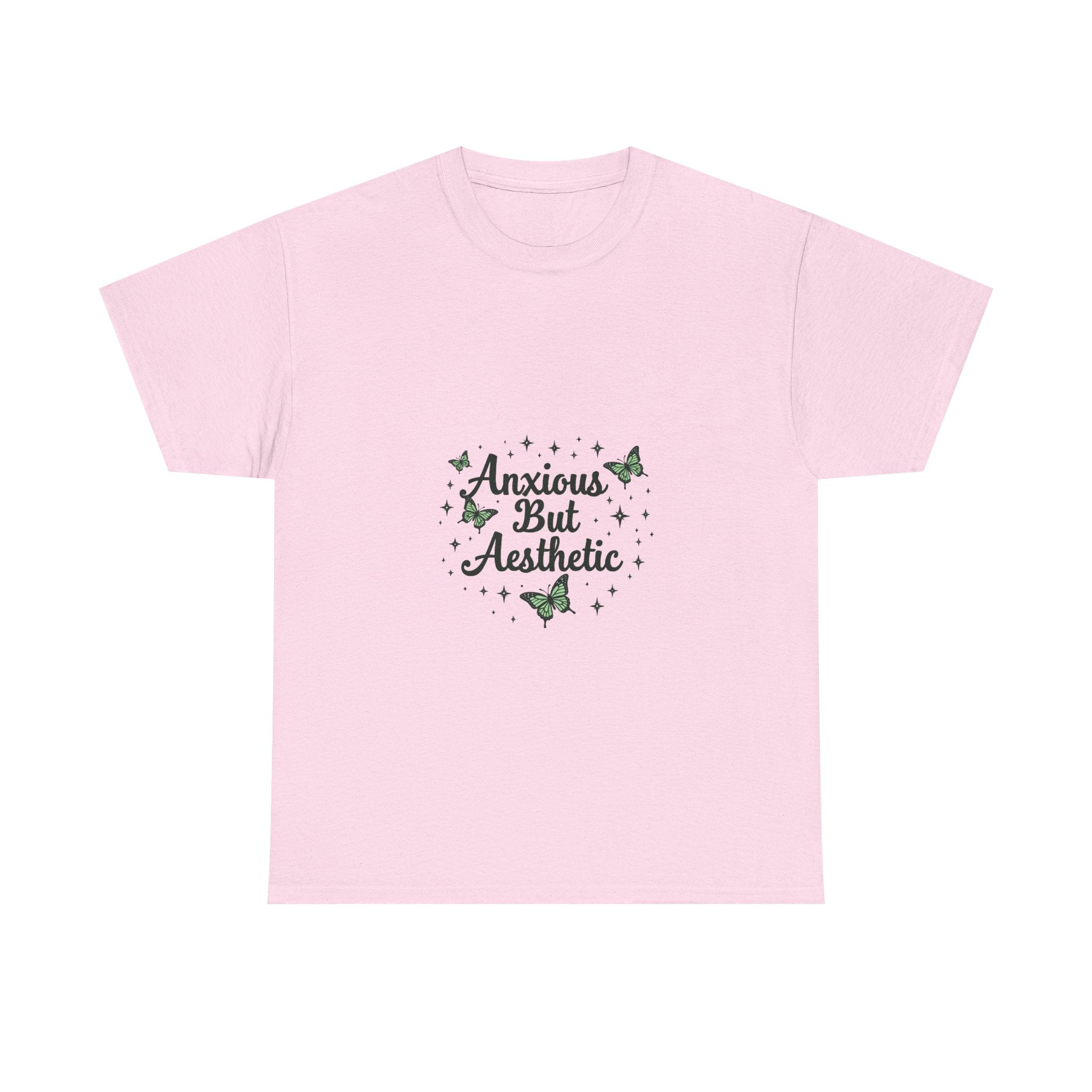 "Anxious But Aesthetic" Green Butterfly Graphic T-Shirt