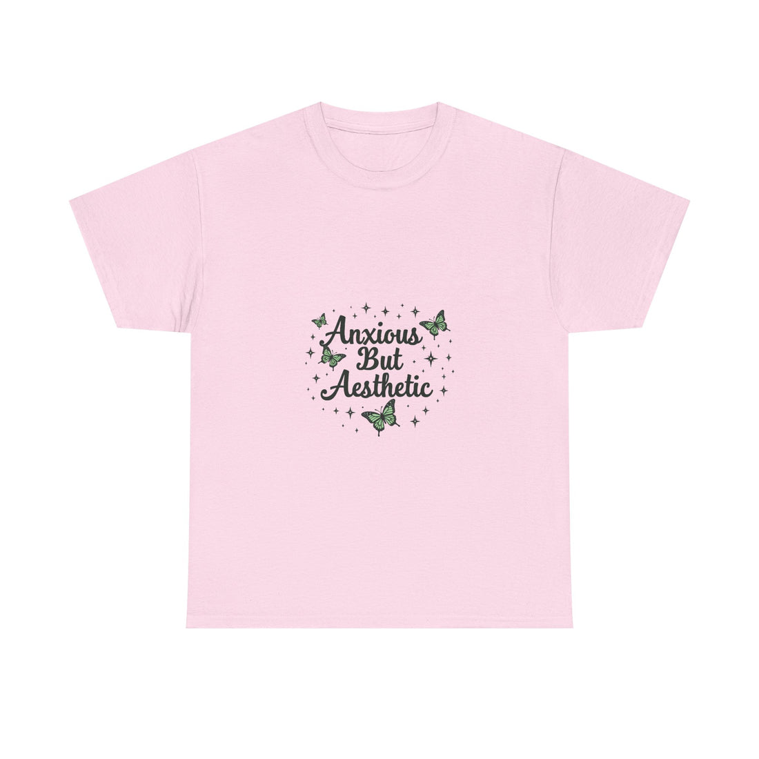 "Anxious But Aesthetic" Green Butterfly Graphic T-Shirt
