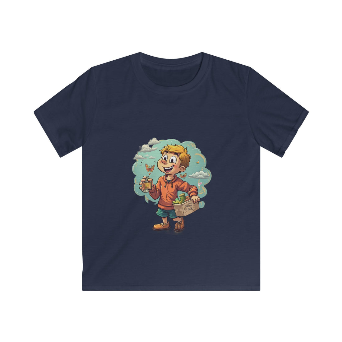 Happy Kid with Snacks Cartoon Graphic Shirt