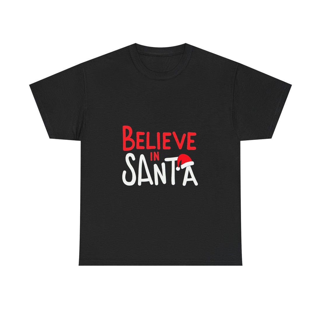 'Believe in Santa' Christmas Holiday T-Shirt with Santa Hat Graphic
