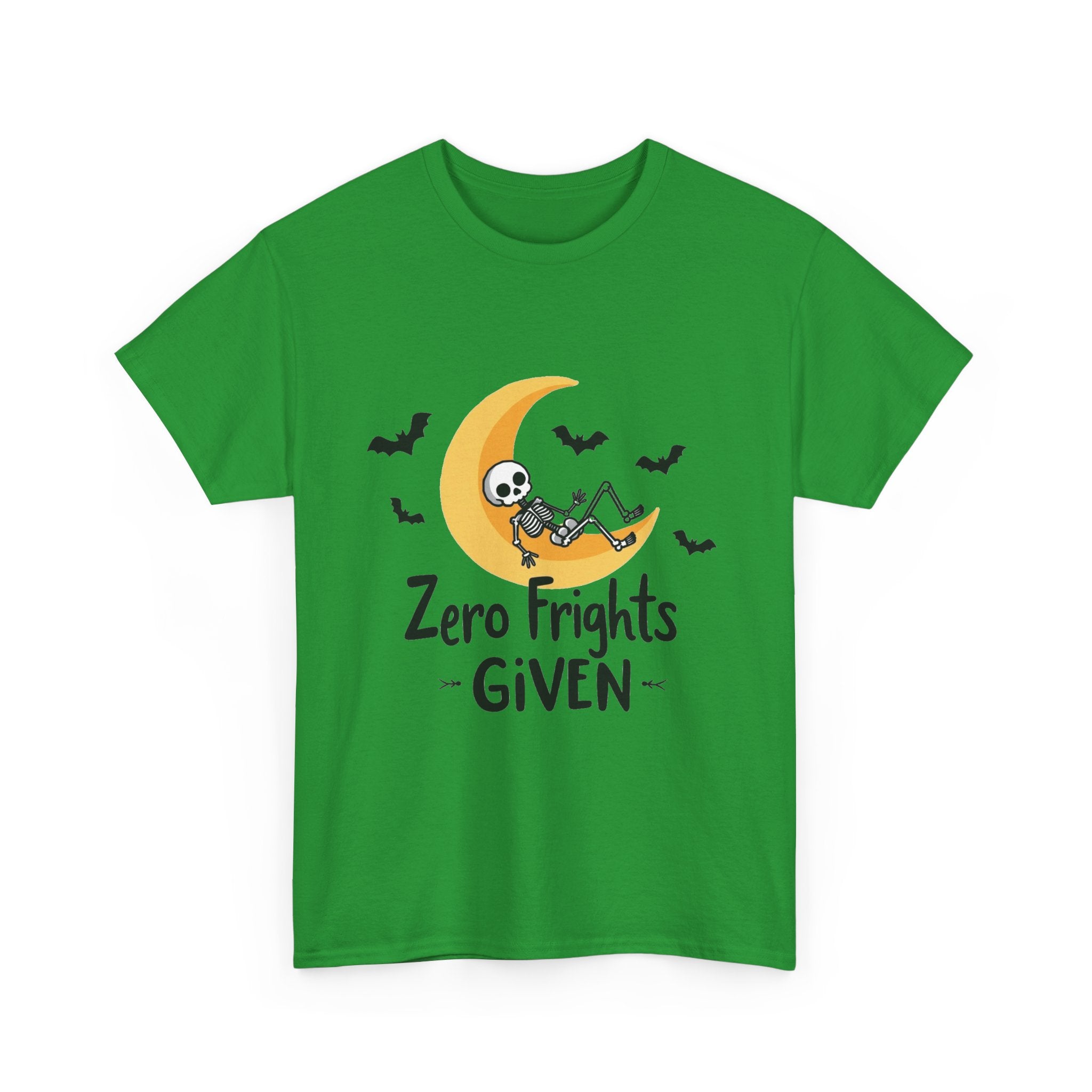 'Zero Frights Given' Cute Skeleton Moon Halloween T-shirt