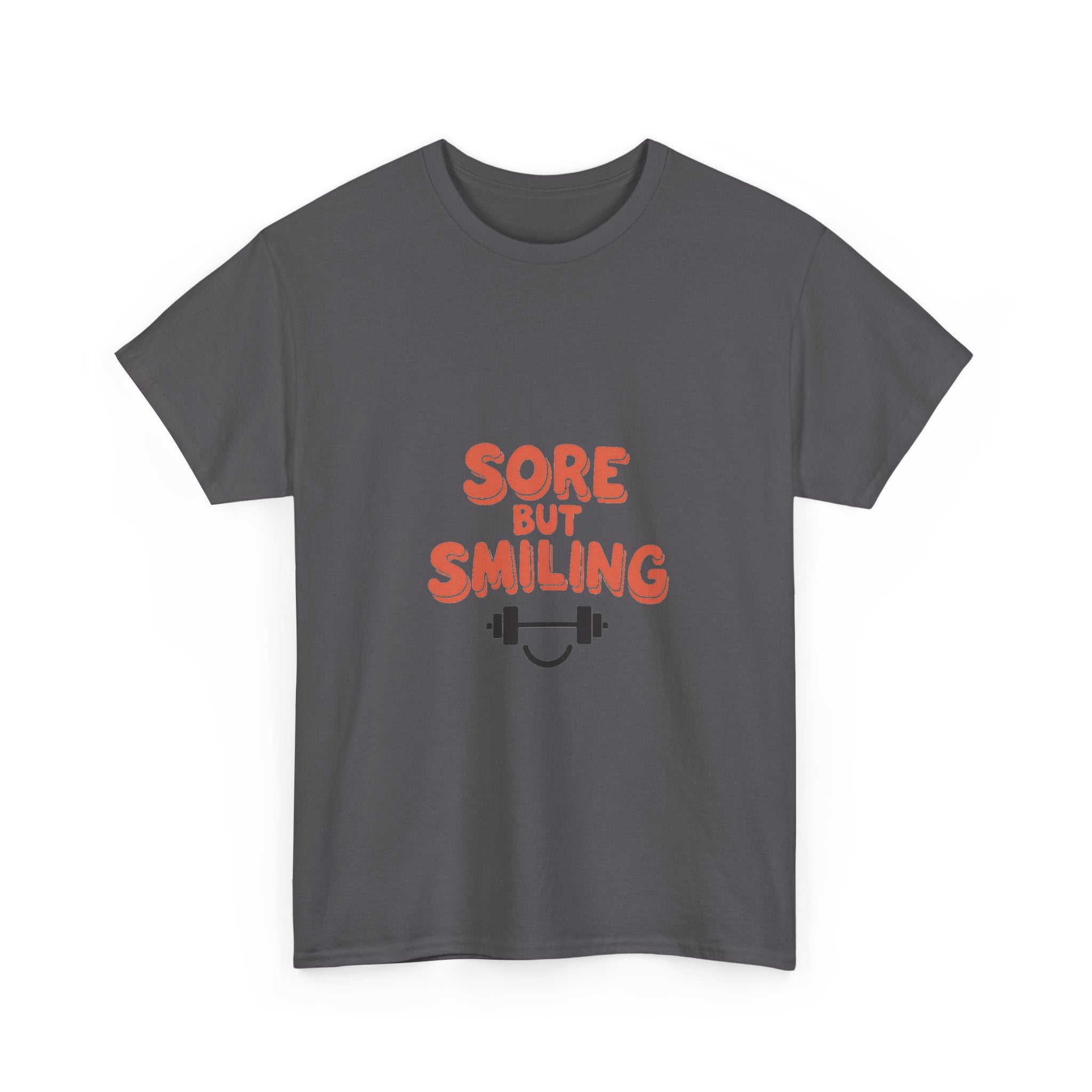 'Sore But Smiling' Workout Fitness Gym T‑Shirt with Barbell Graphic