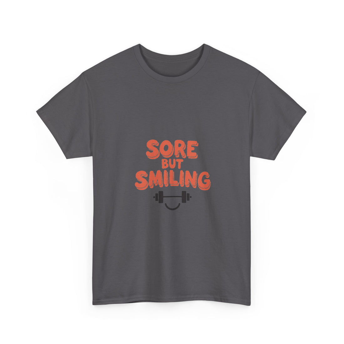 'Sore But Smiling' Workout Fitness Gym T‑Shirt with Barbell Graphic
