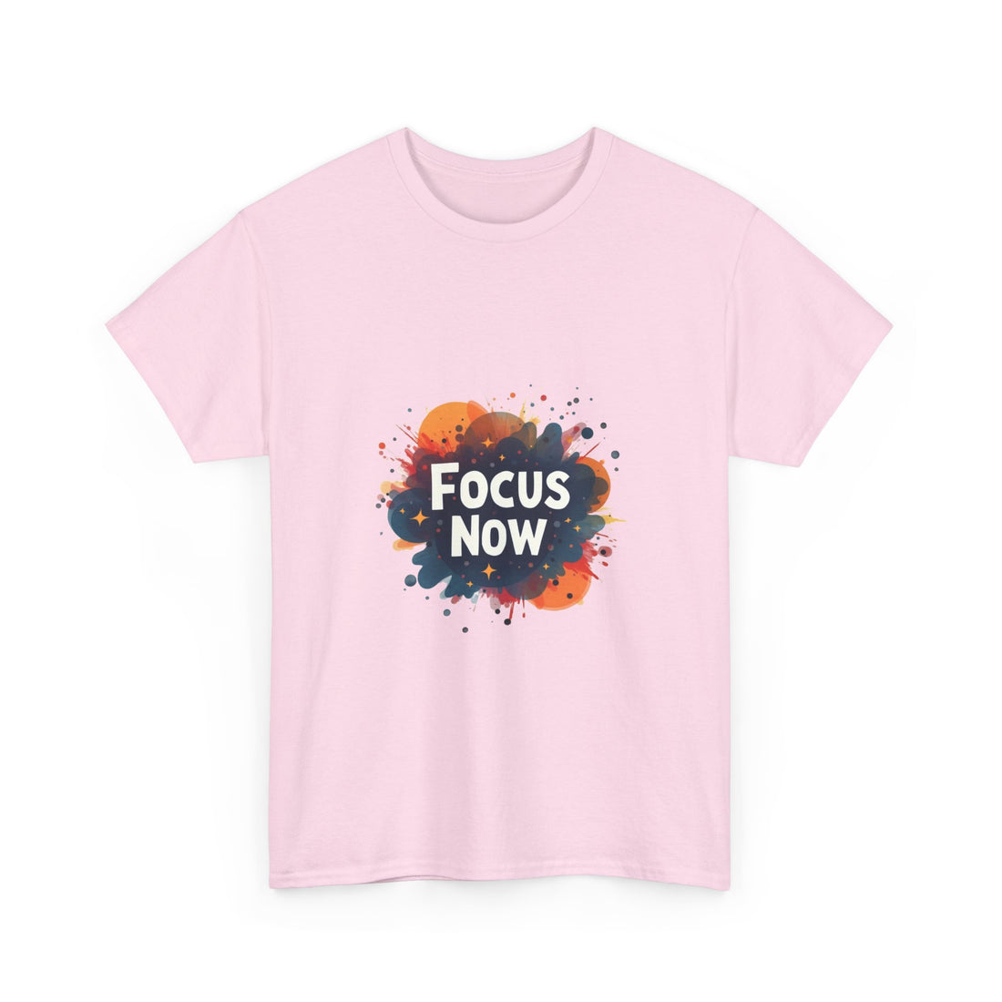 'Focus Now' Motivational Graphic T‑Shirt with Color Splash Design