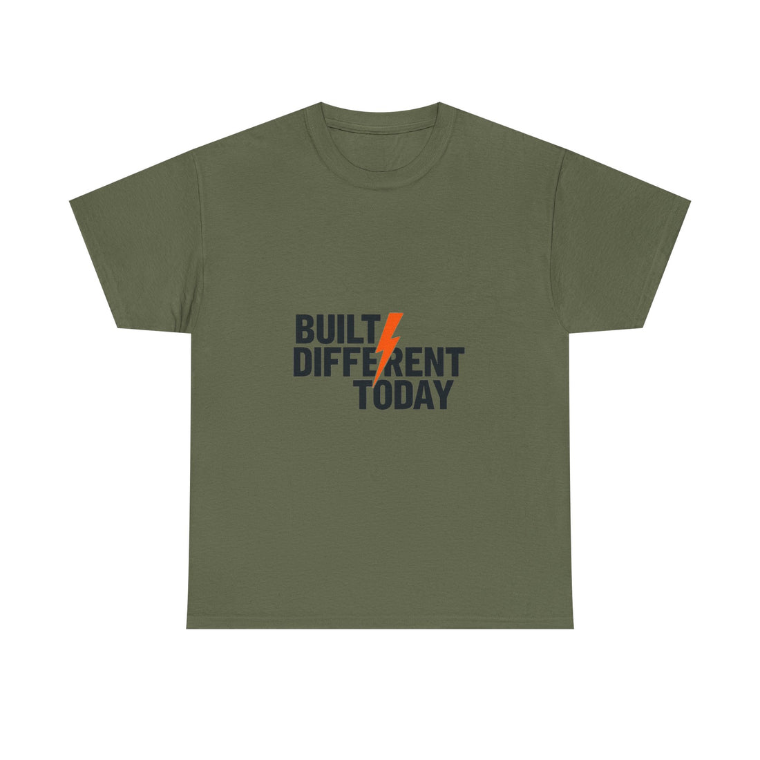 'Built Different Today' Motivational Graphic T‑Shirt with Lightning Bolt