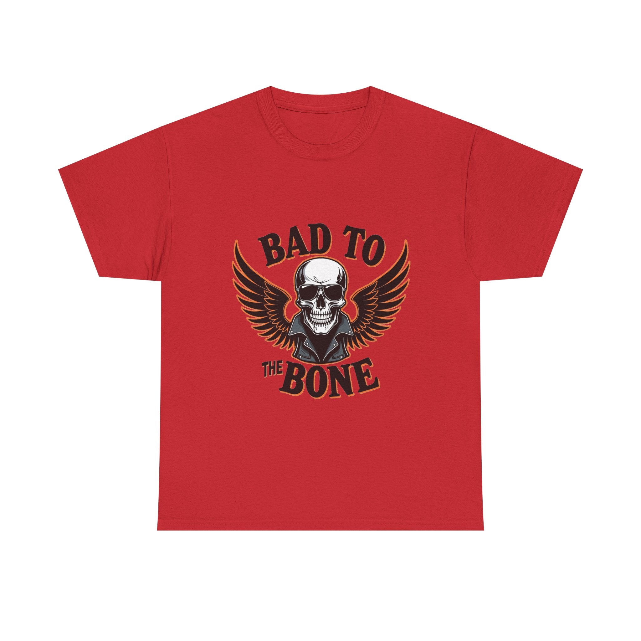 'Bad to the Bone' Skull Vintage Winged Skull Graphic T-Shirt
