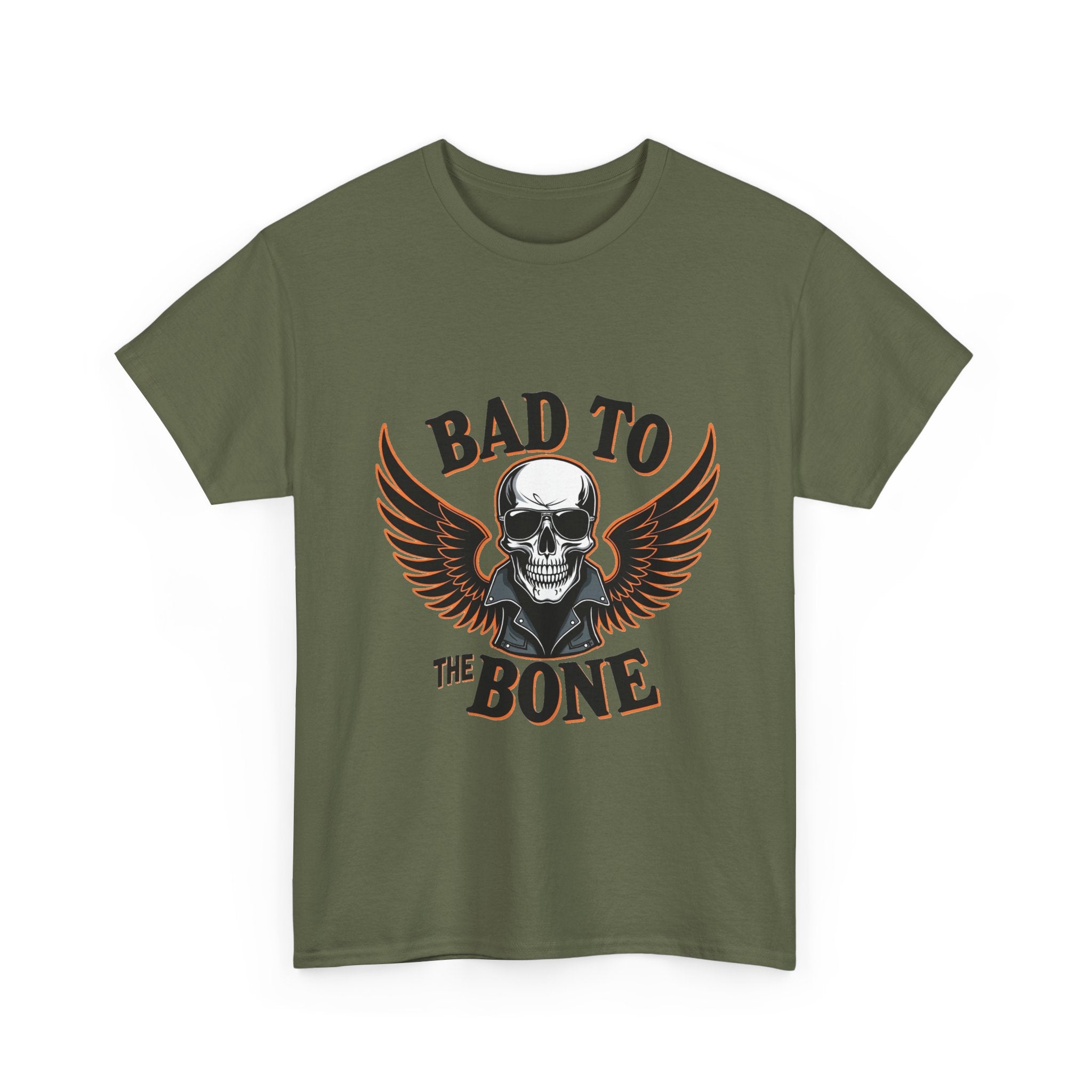 'Bad to the Bone' Skull Vintage Winged Skull Graphic T-Shirt