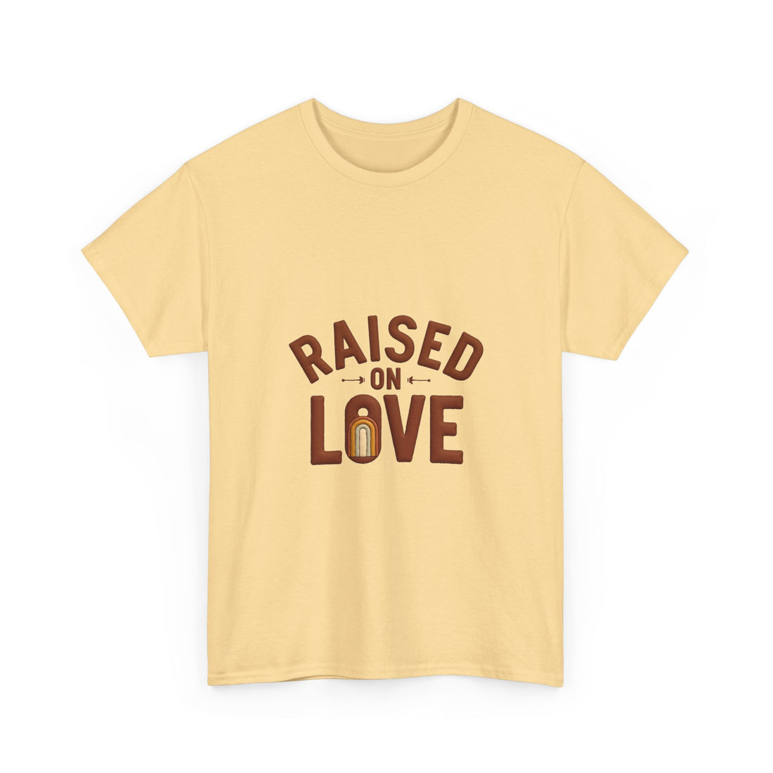 'Raised on Love' T-Shirt Vintage Heart Milk Bottle Graphic T-Shirt
