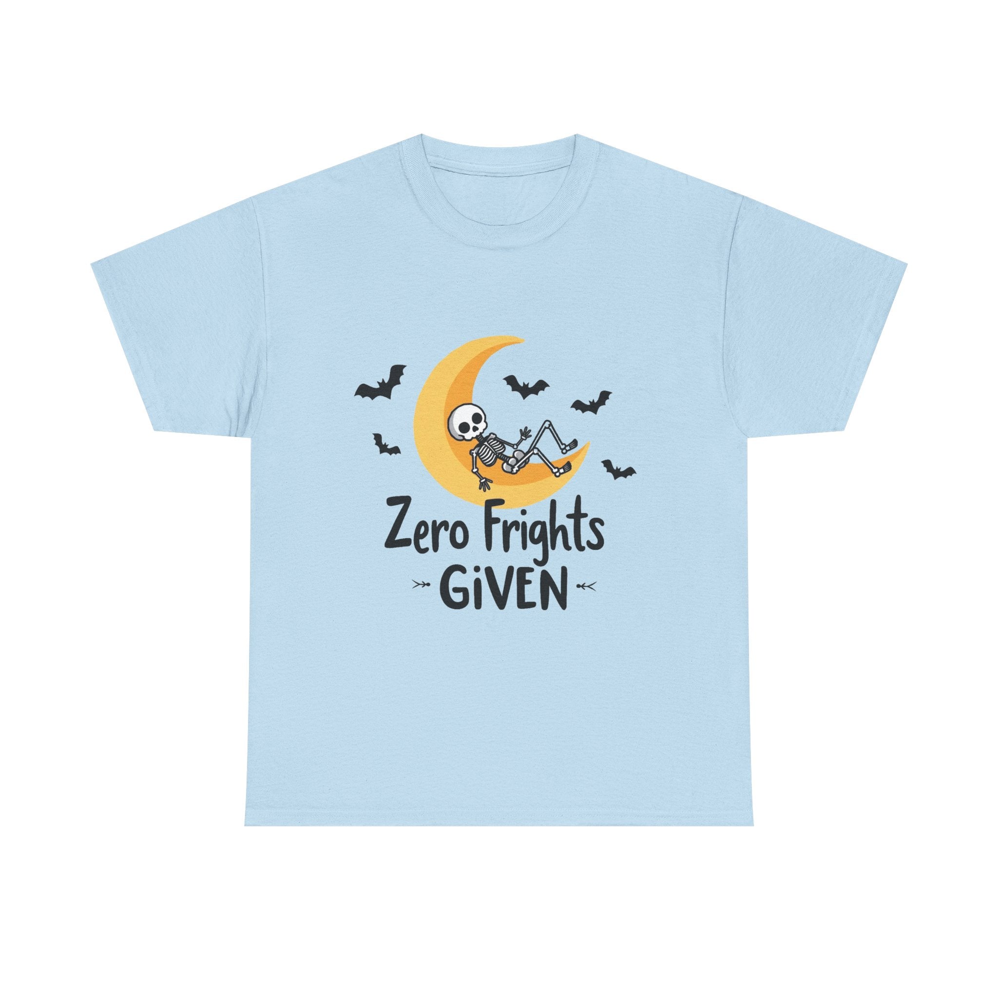 'Zero Frights Given' Cute Skeleton Moon Halloween T-shirt