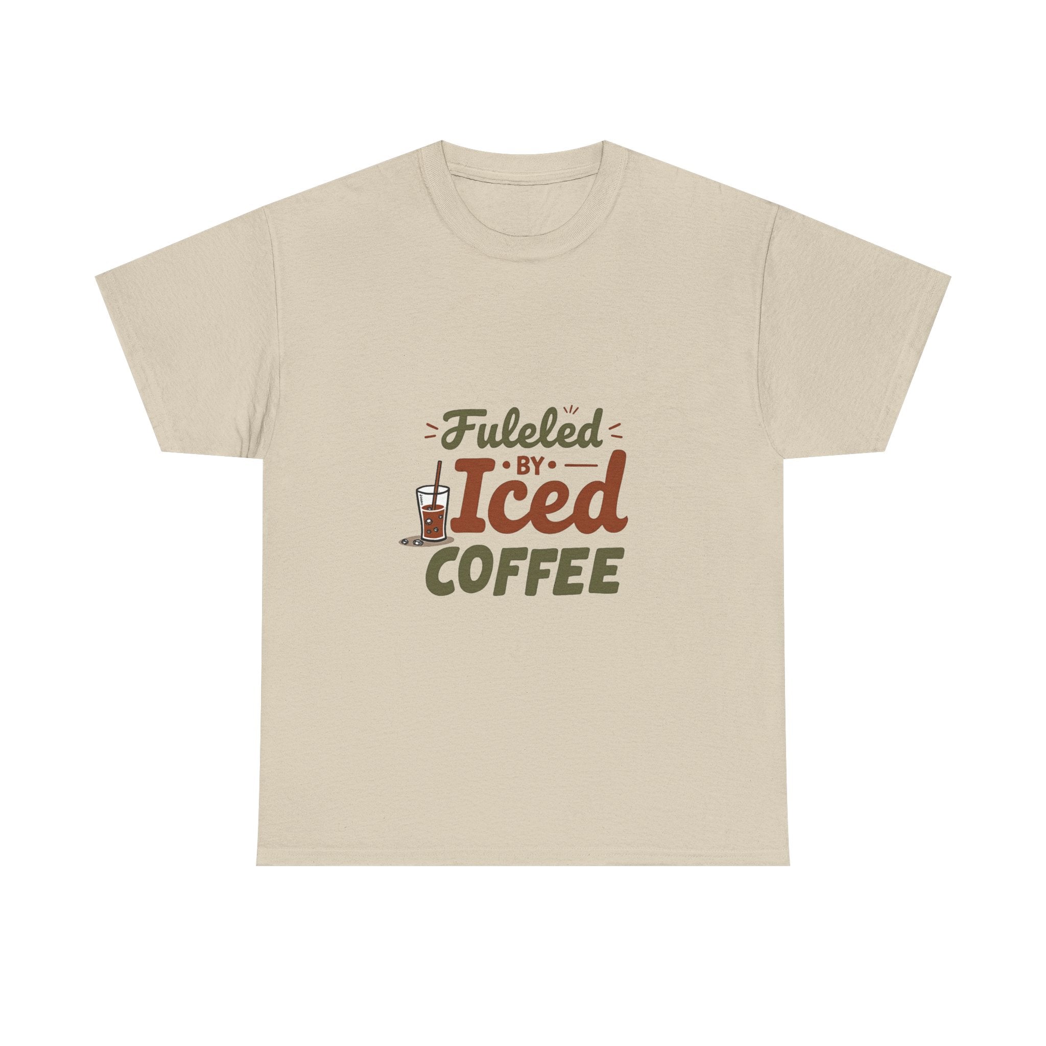 'Fueled by Iced Coffee' Retro Coffee Lover T-Shirt