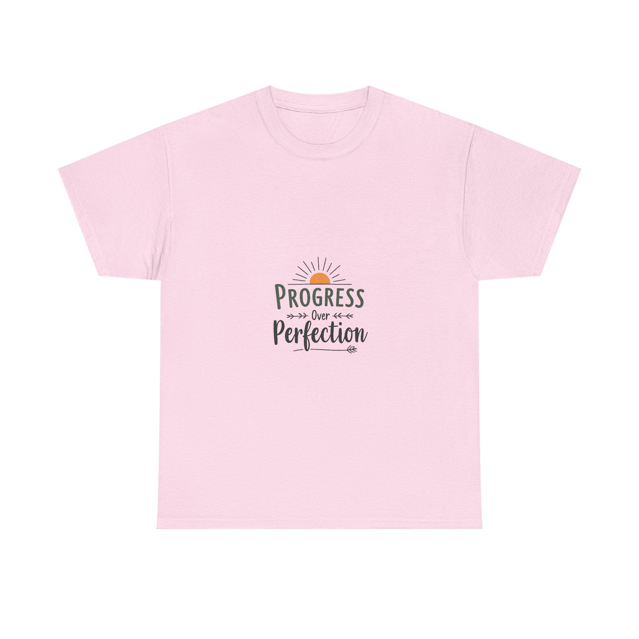 'Progress Over Perfection' Inspirational Sunrise Graphic T-shirt